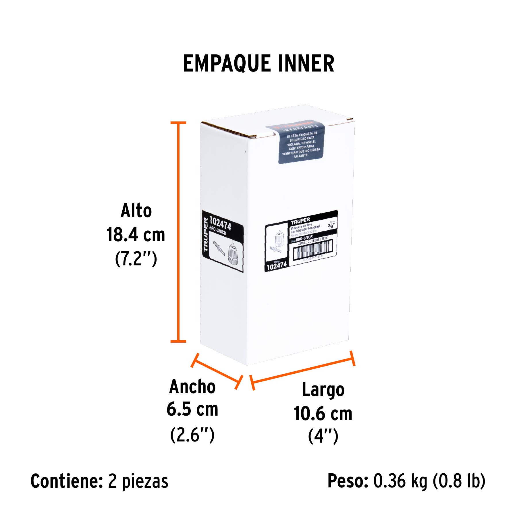Broquero cierre rápido 3/8' con adaptador Hex de 1/4'