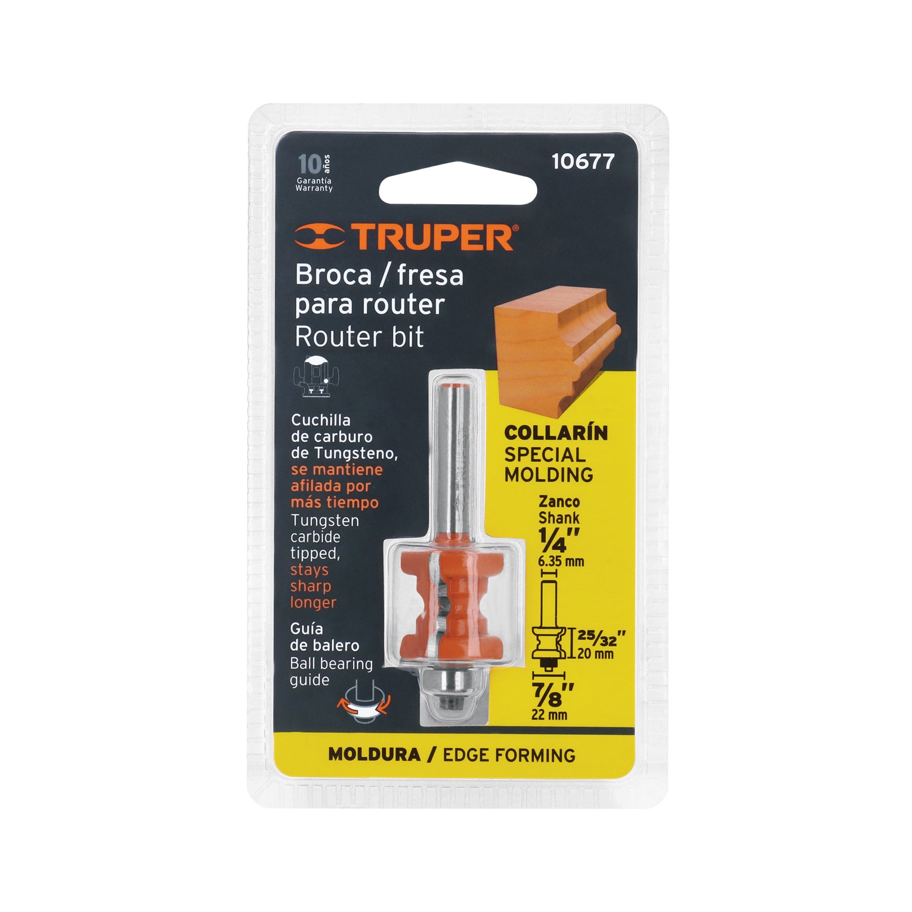 Broca para router, collarin, 7/8" con balero