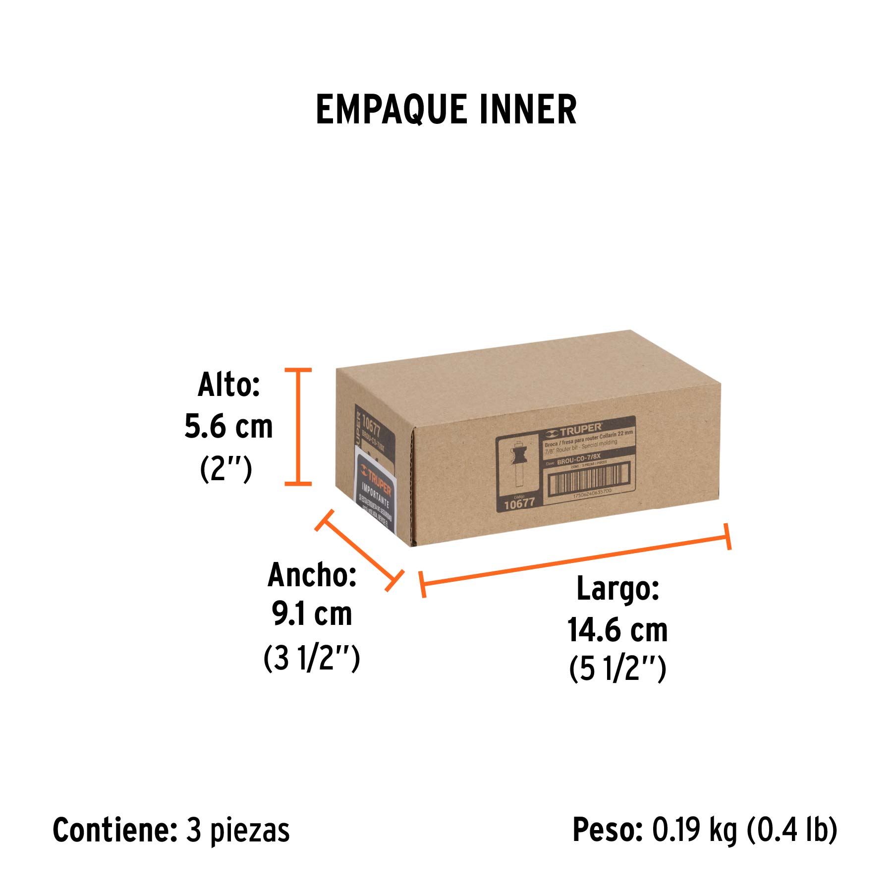 Broca para router, collarin, 7/8" con balero