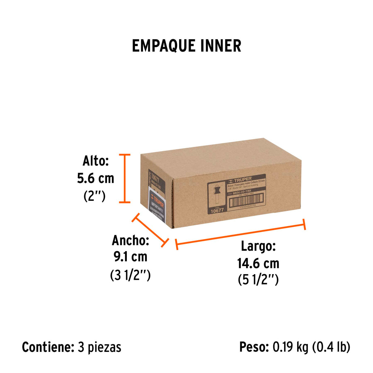 Broca para router, collarin, 7/8" con balero