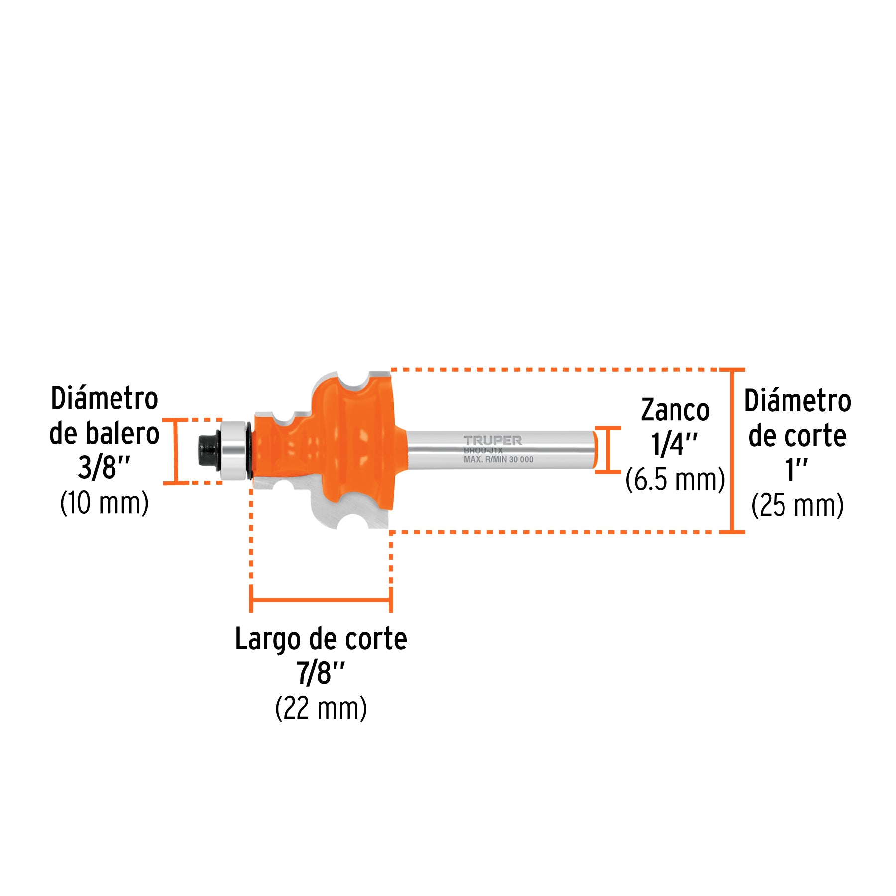 Broca router, jovel, 1", con balero