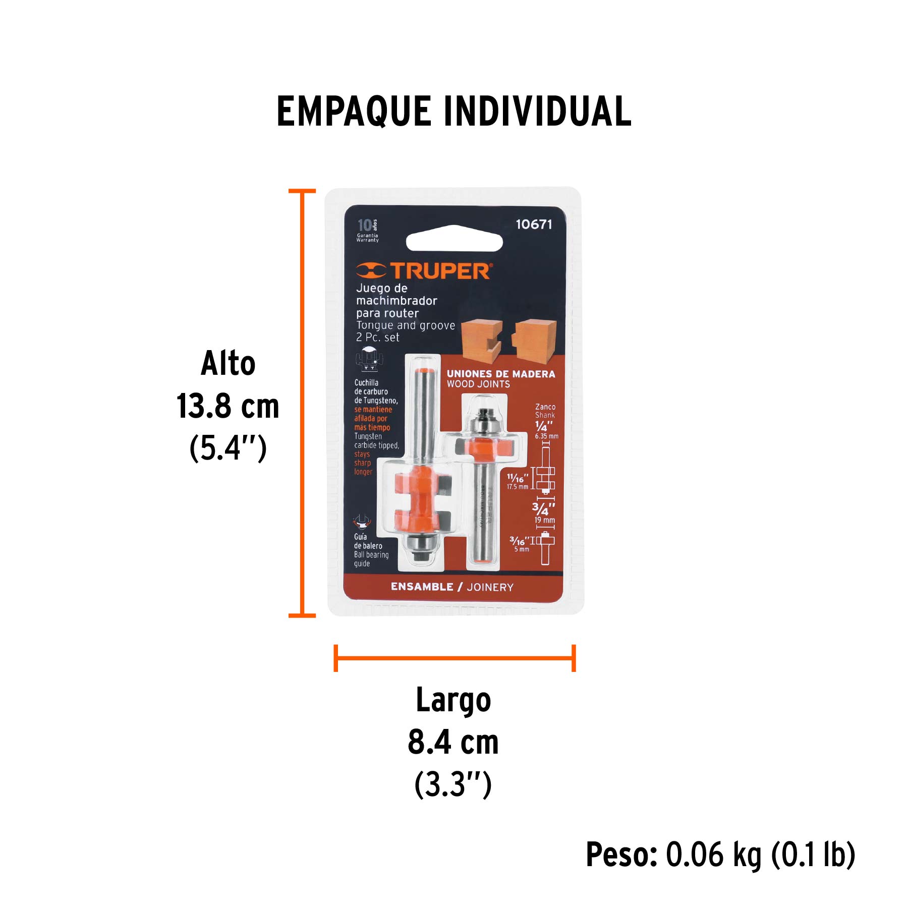 Juego de machimbrador, 3/4", con balero