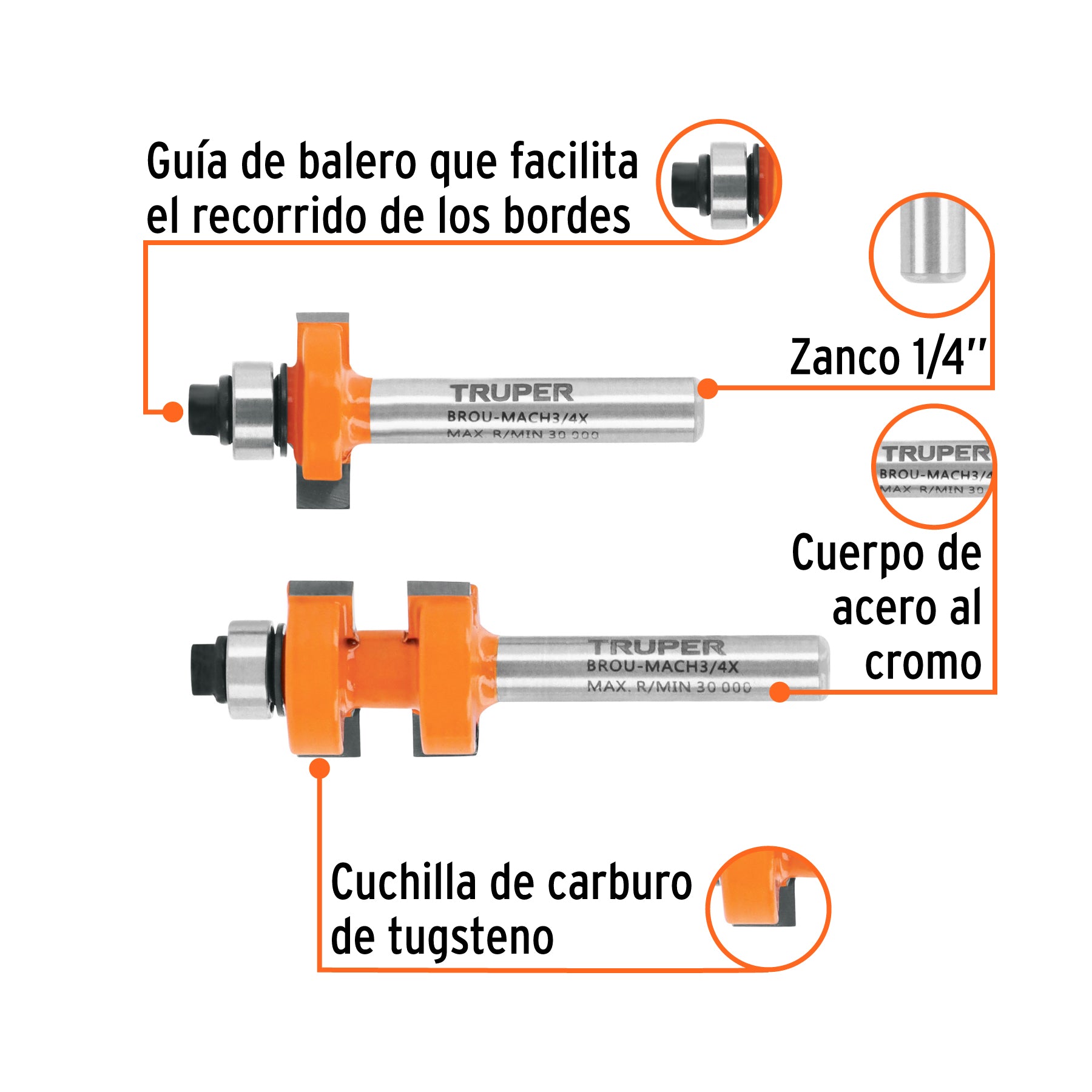 Juego de machimbrador, 3/4", con balero