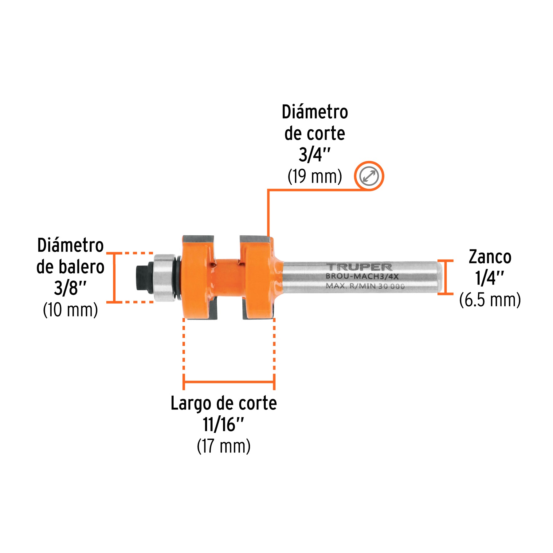 Juego de machimbrador, 3/4", con balero