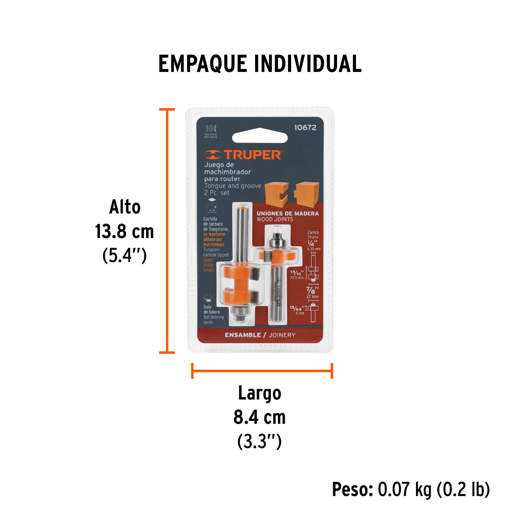 Juego de machimbrador, 7/8", con balero