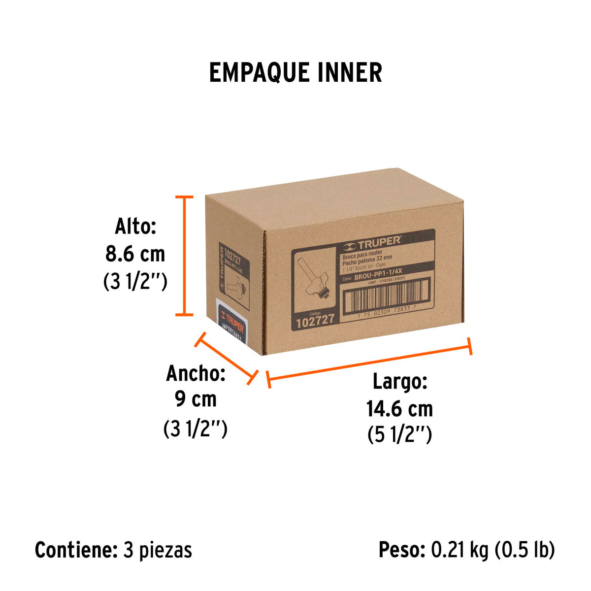 Broca para router, pecho paloma, 1-1/4' con balero