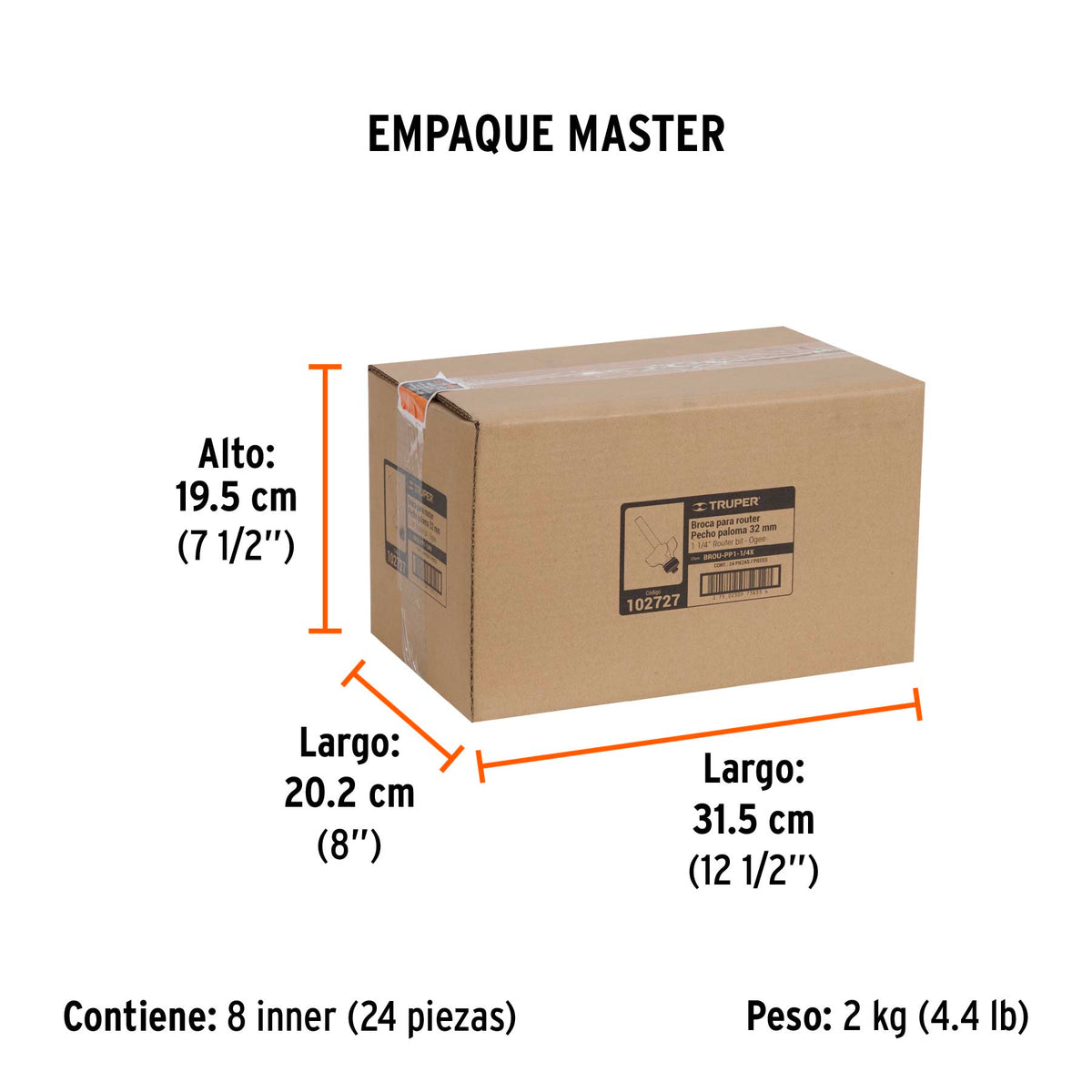 Broca para router, pecho paloma, 1-1/4' con balero