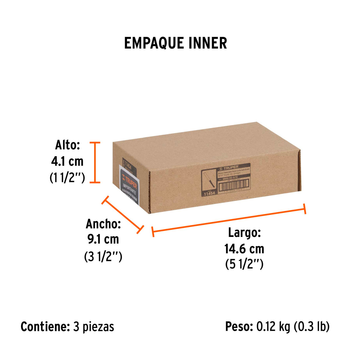 Broca para router, recta 2 filos, 5/16"