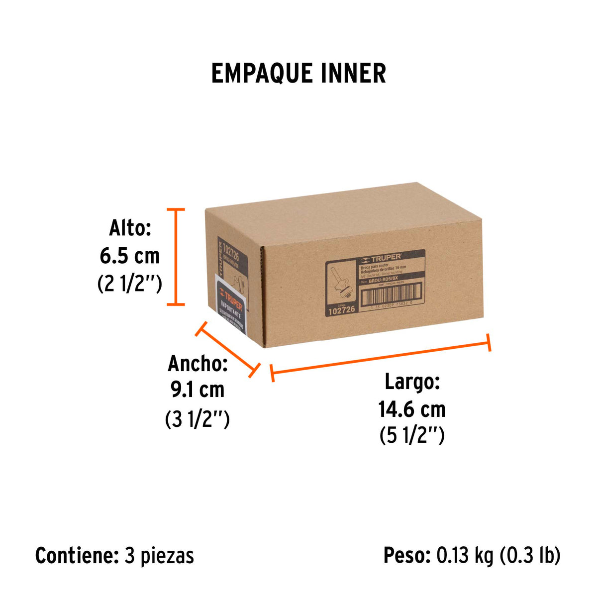 Broca para router, redondeado, 5/8' con balero