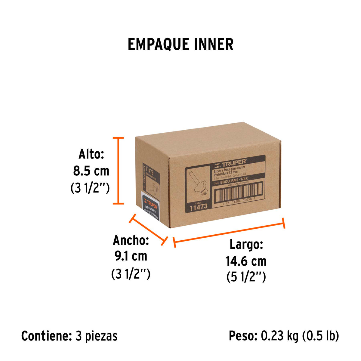 Broca para router, redondeado con moldura, 1-1/4" con balero