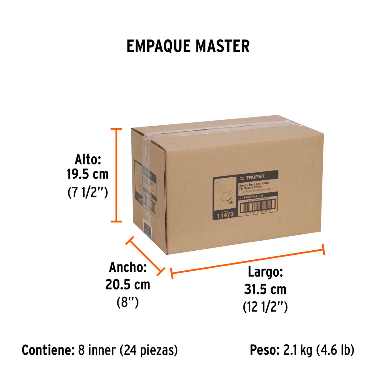 Broca para router, redondeado con moldura, 1-1/4" con balero
