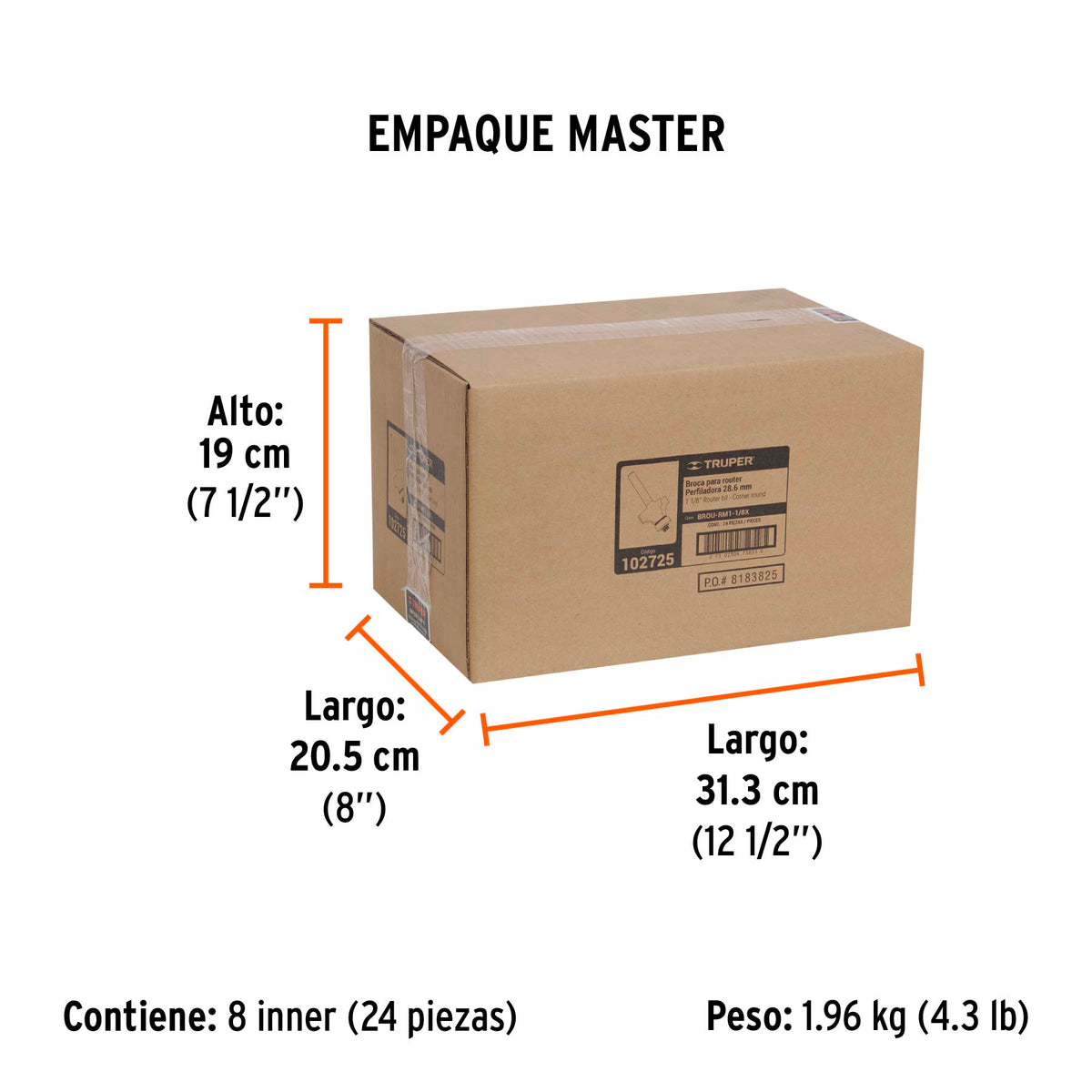 Broca para router, redondeado con moldura, 1-1/8' con balero