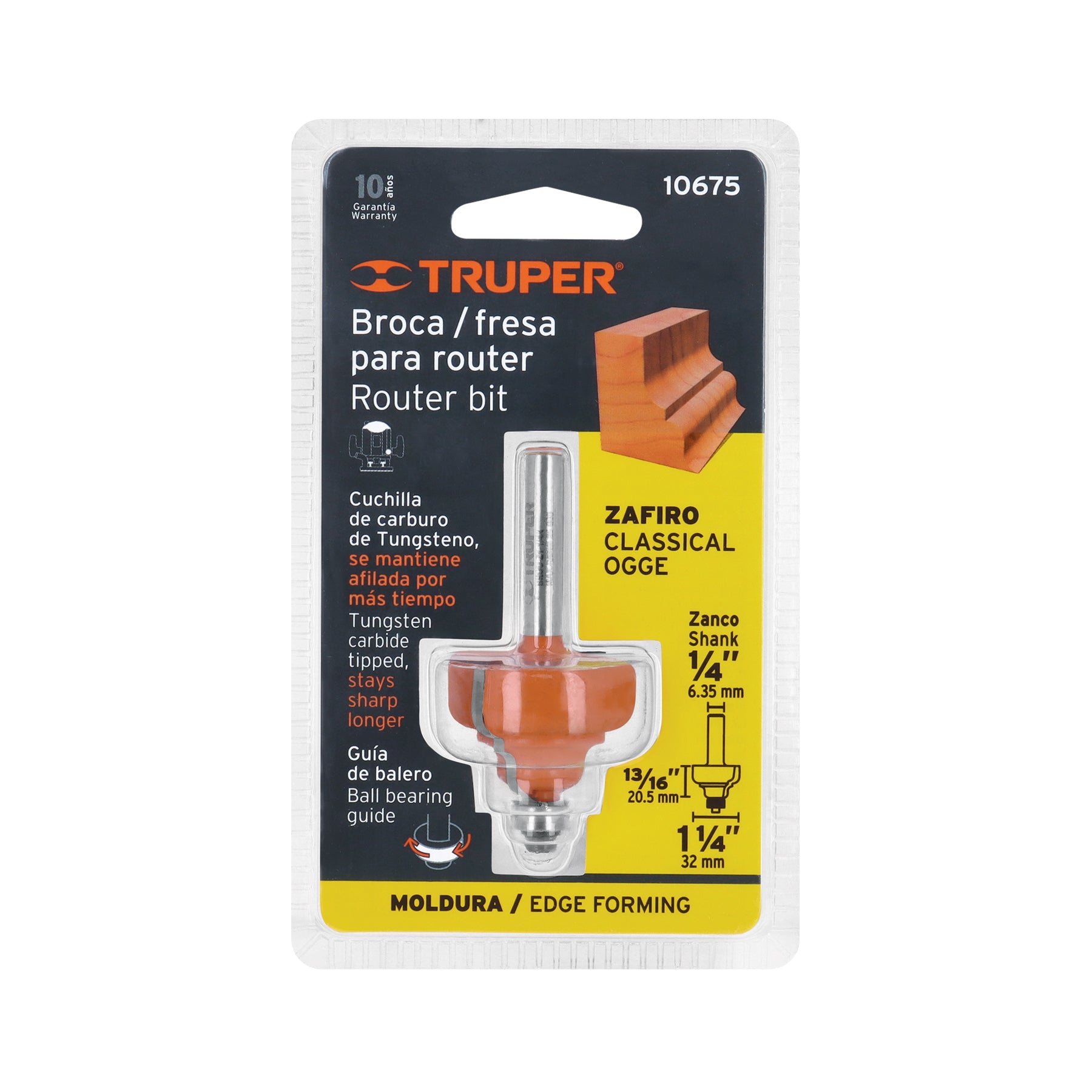 Broca para router, zafiro, 1-1/4", con balero