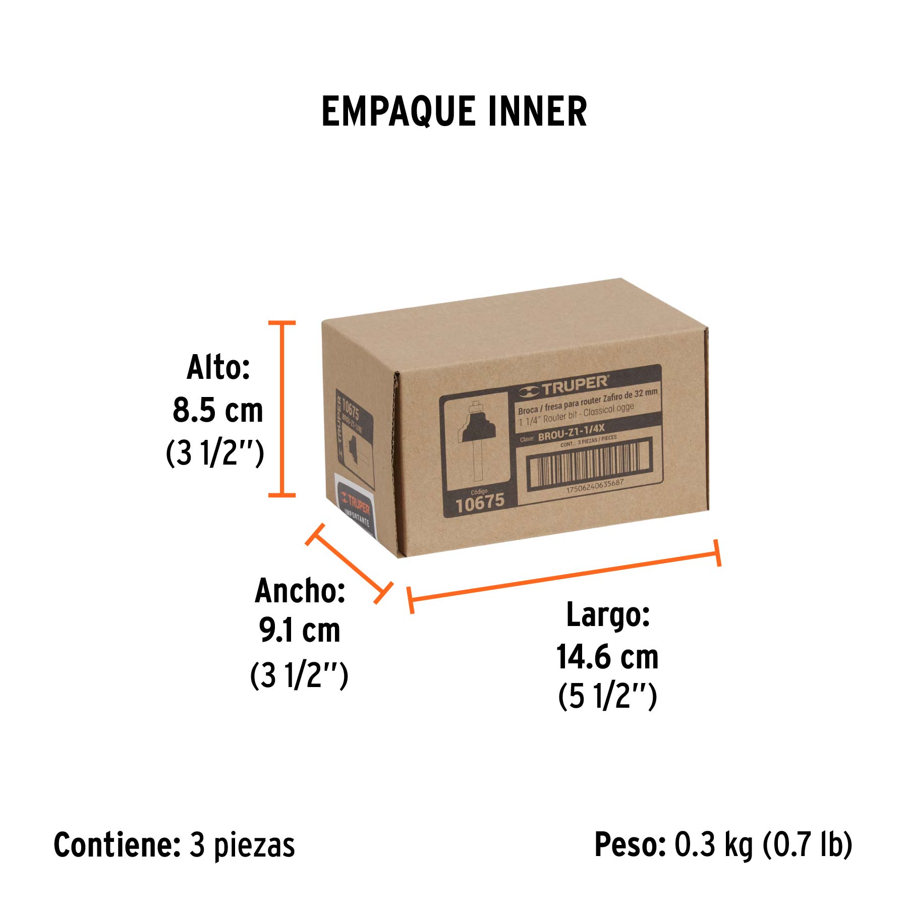 Broca para router, zafiro, 1-1/4", con balero