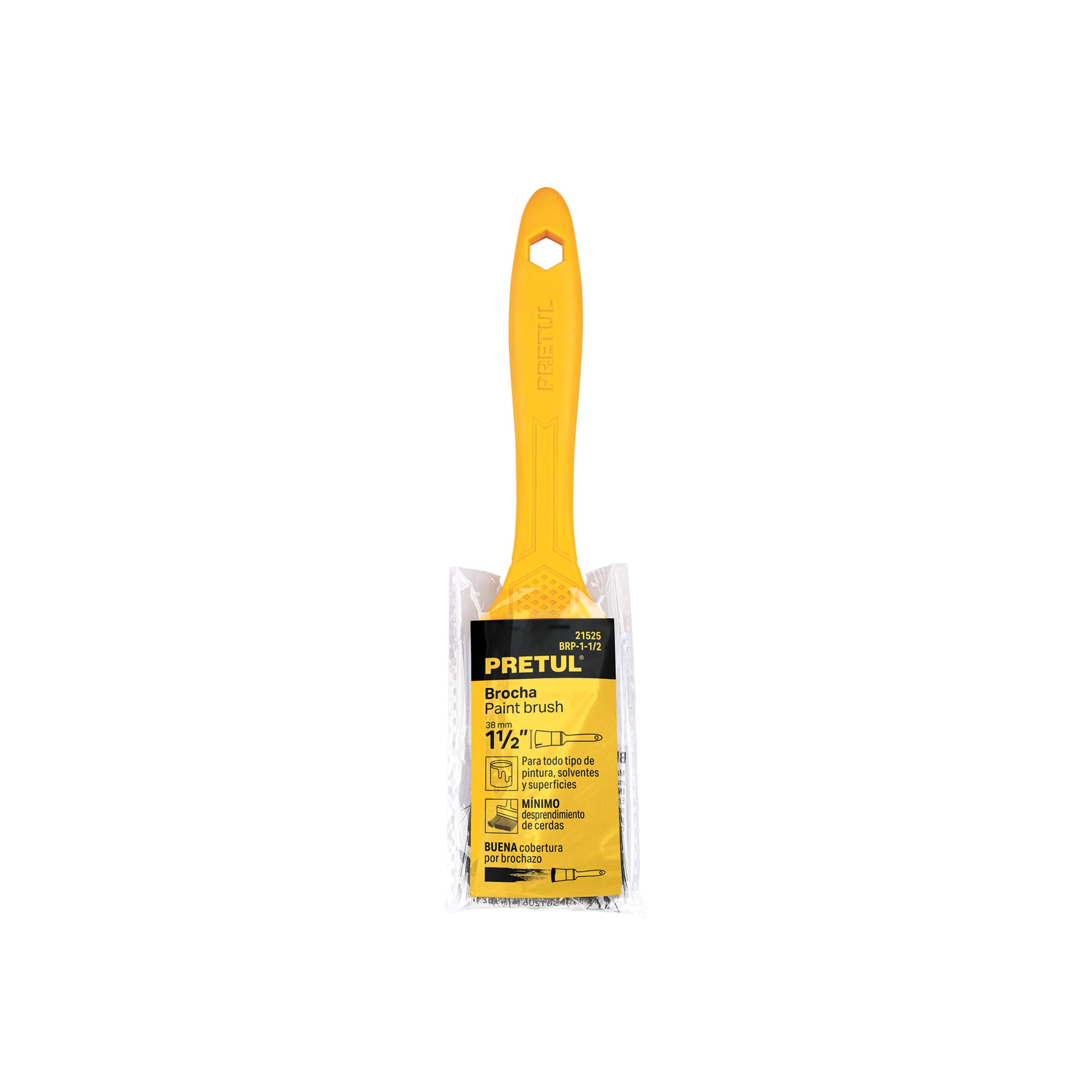 Brocha, mango de plástico, 1-1/2", Pretul