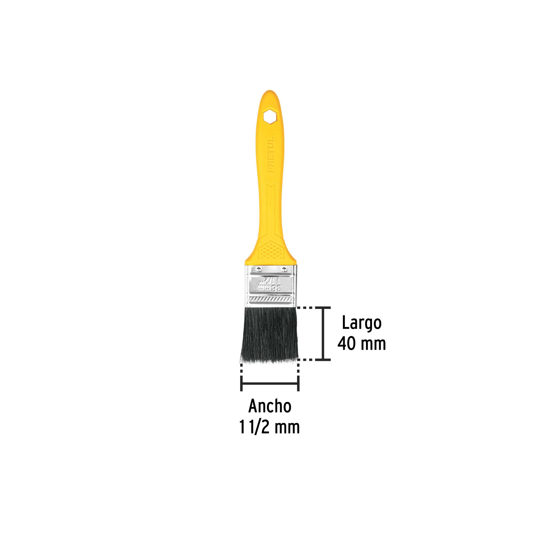 Brocha, mango de plástico, 1-1/2", Pretul