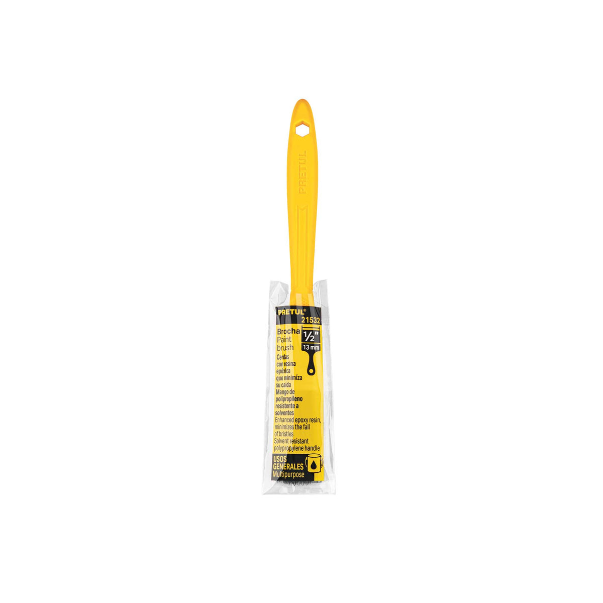 Brocha, mango de plástico, 1/2", Pretul
