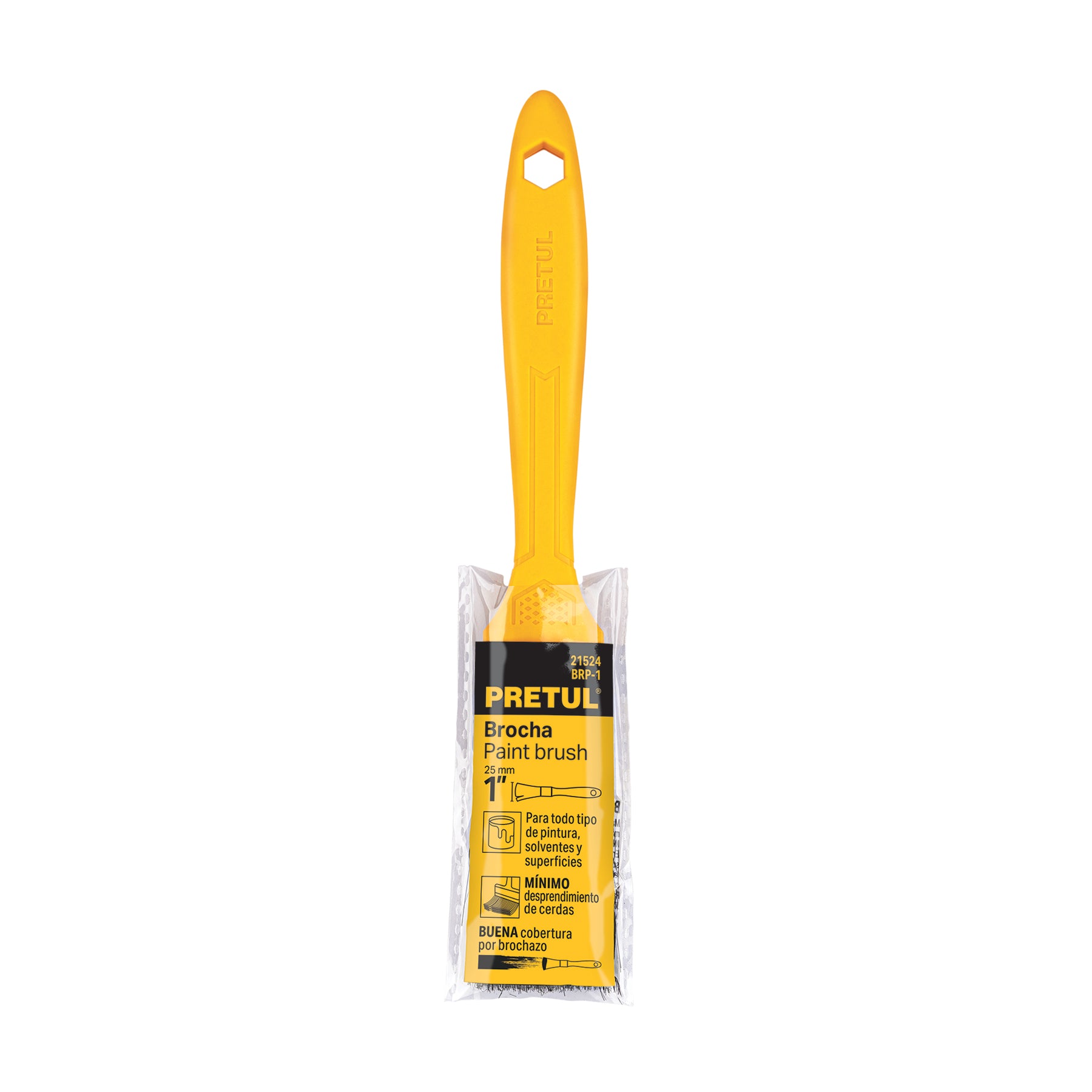 Brocha, mango de plástico, 1", Pretul