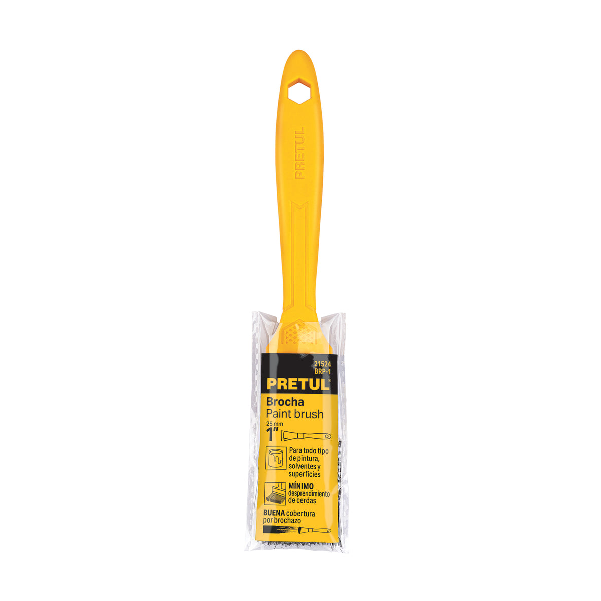Brocha, mango de plástico, 1", Pretul