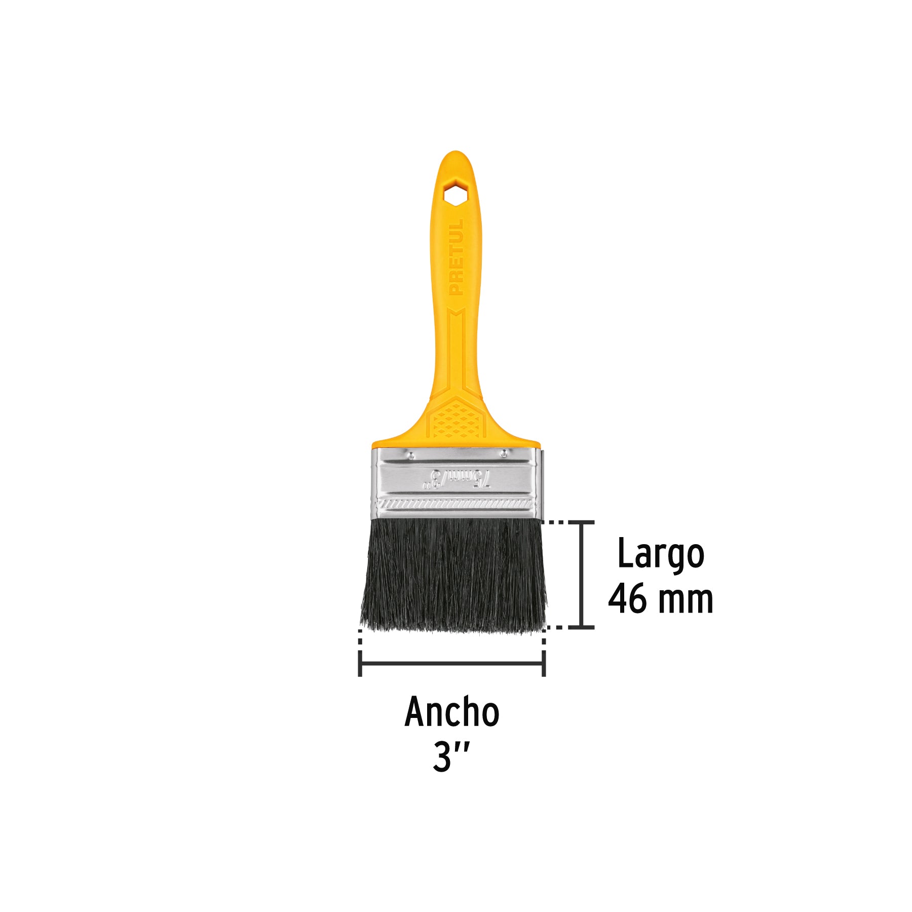 Brocha, mango de plástico, 3", Pretul