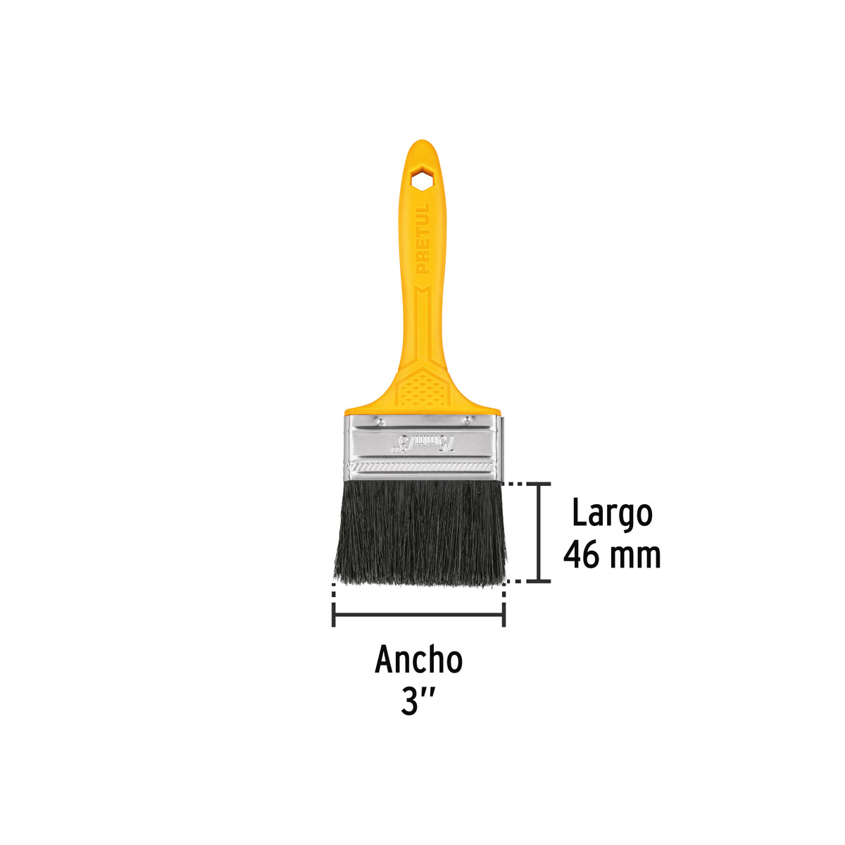 Brocha, mango de plástico, 3", Pretul