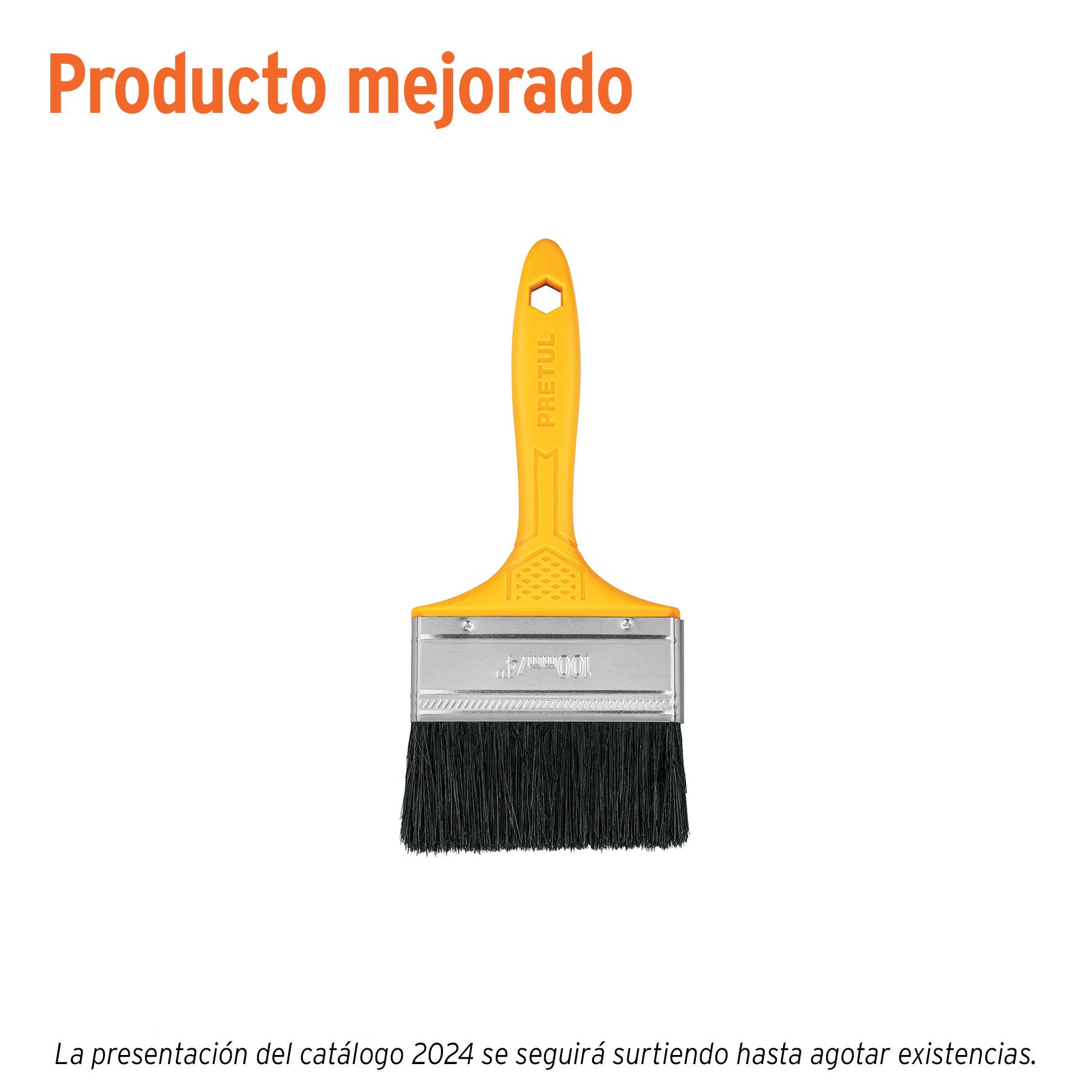 Brocha, mango de plástico, 4", Pretul