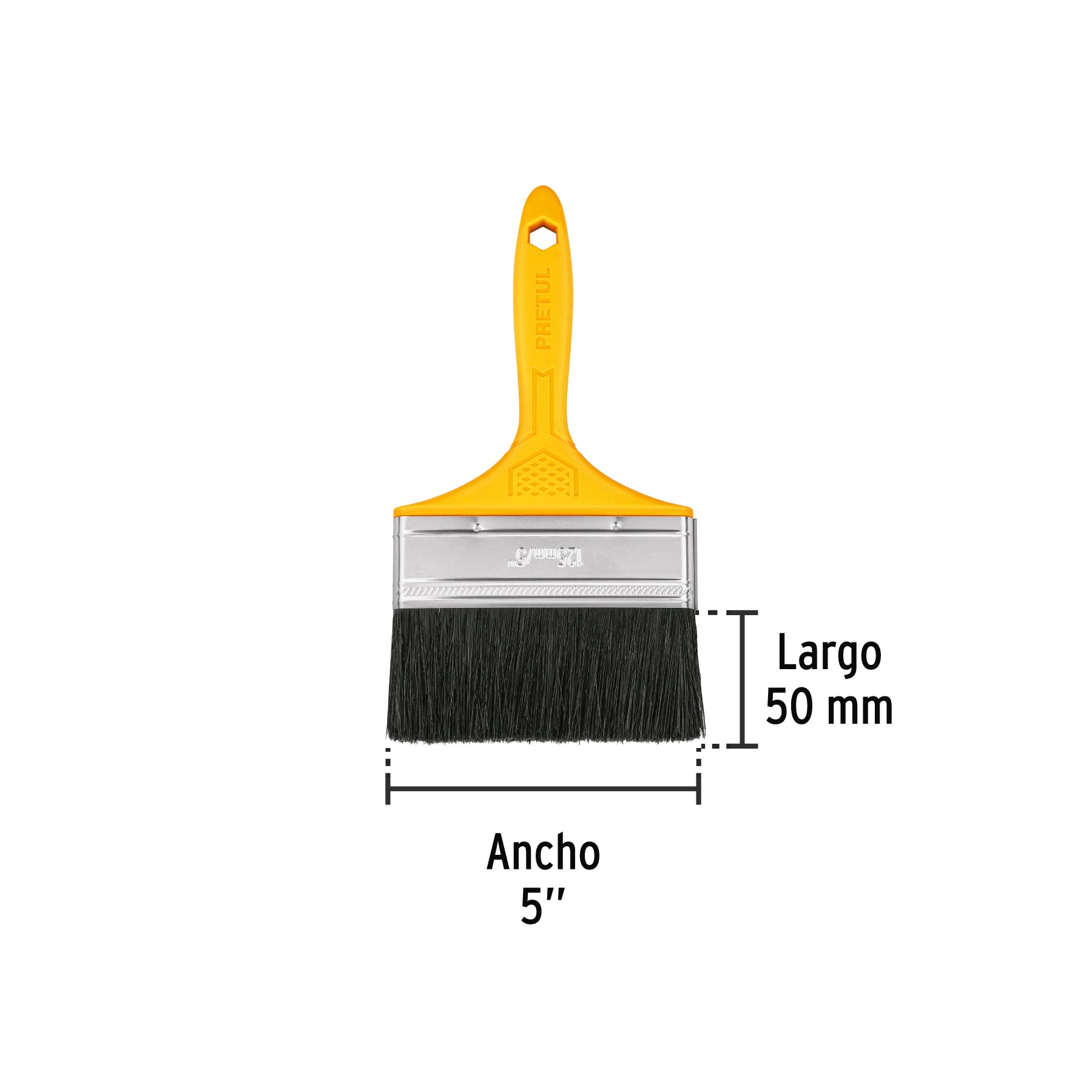 Brocha, mango de plástico, 5", Pretul