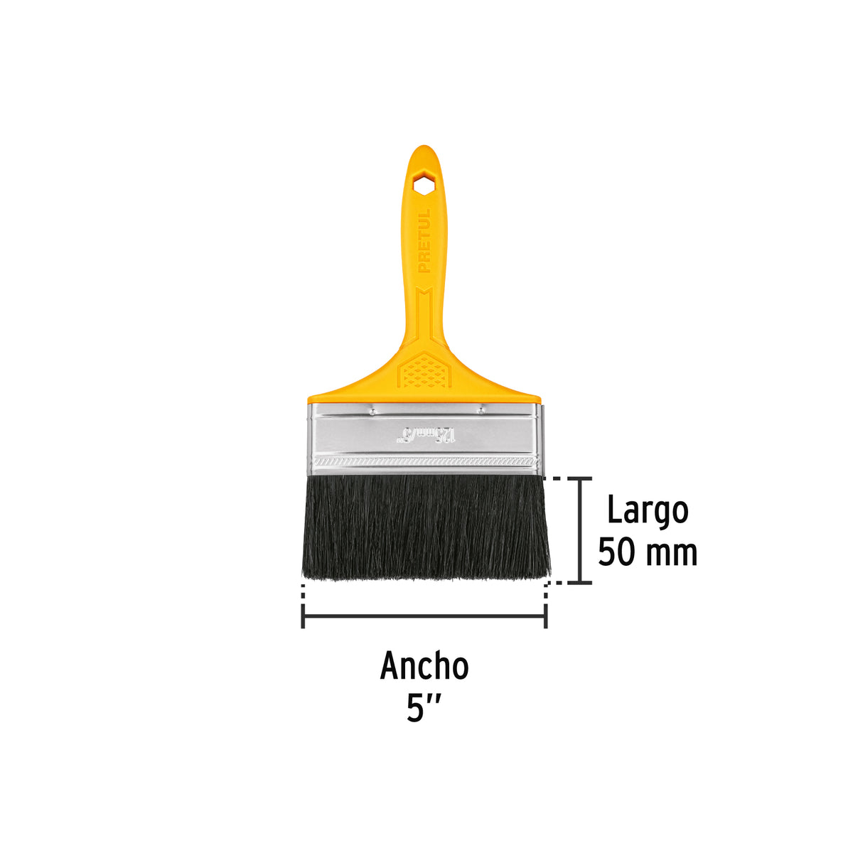 Brocha, mango de plástico, 5", Pretul