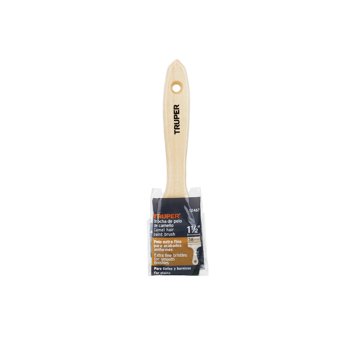 Brocha pelo de camello, mango de madera, 1-1/2"