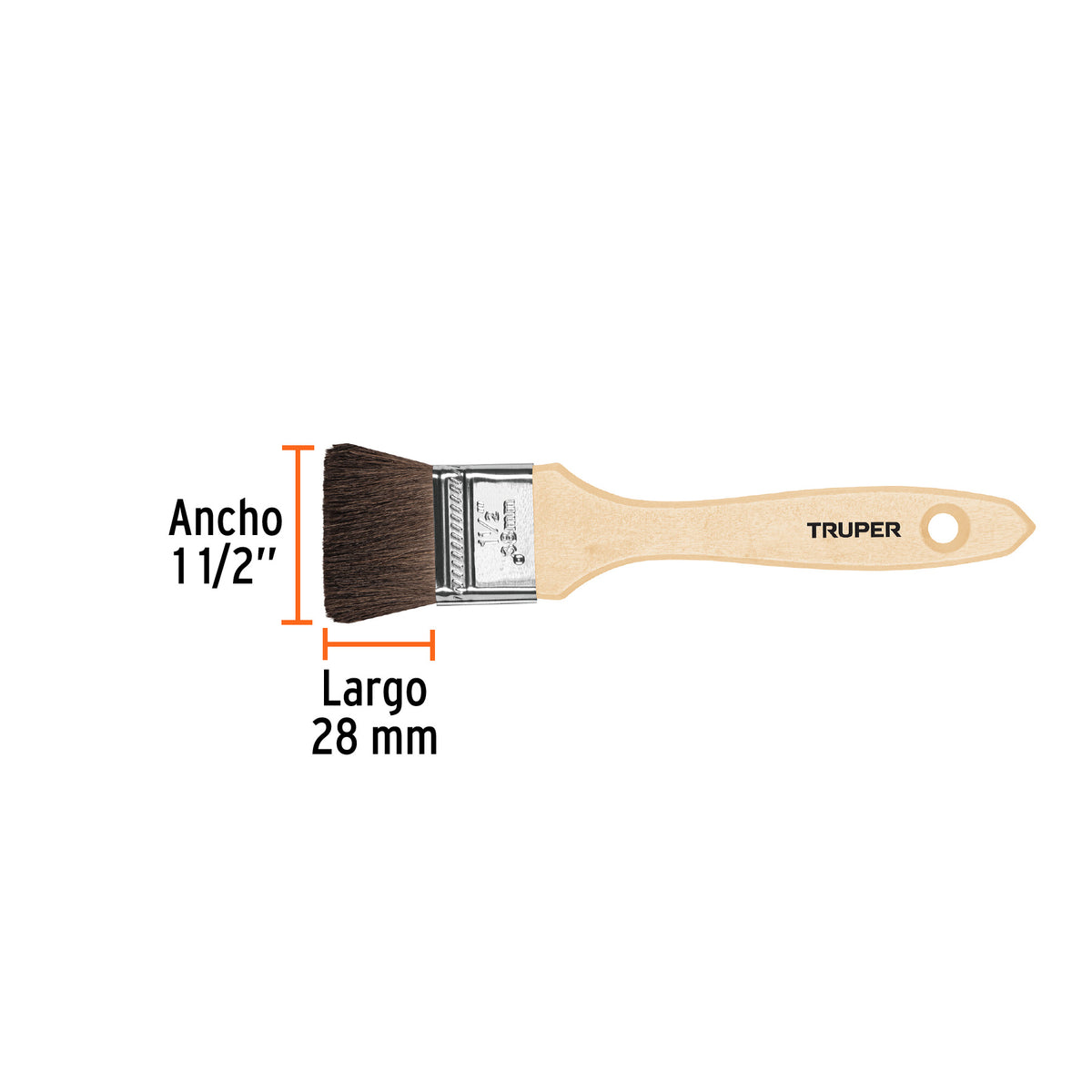 Brocha pelo de camello, mango de madera, 1-1/2"