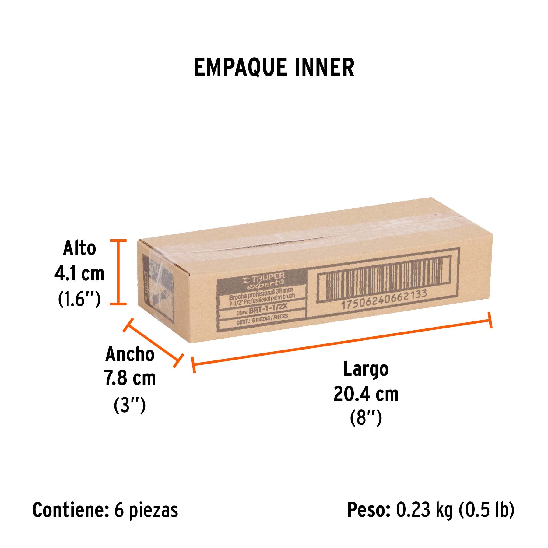 Brocha, mango de plástico, 1-1/2", Truper Expert
