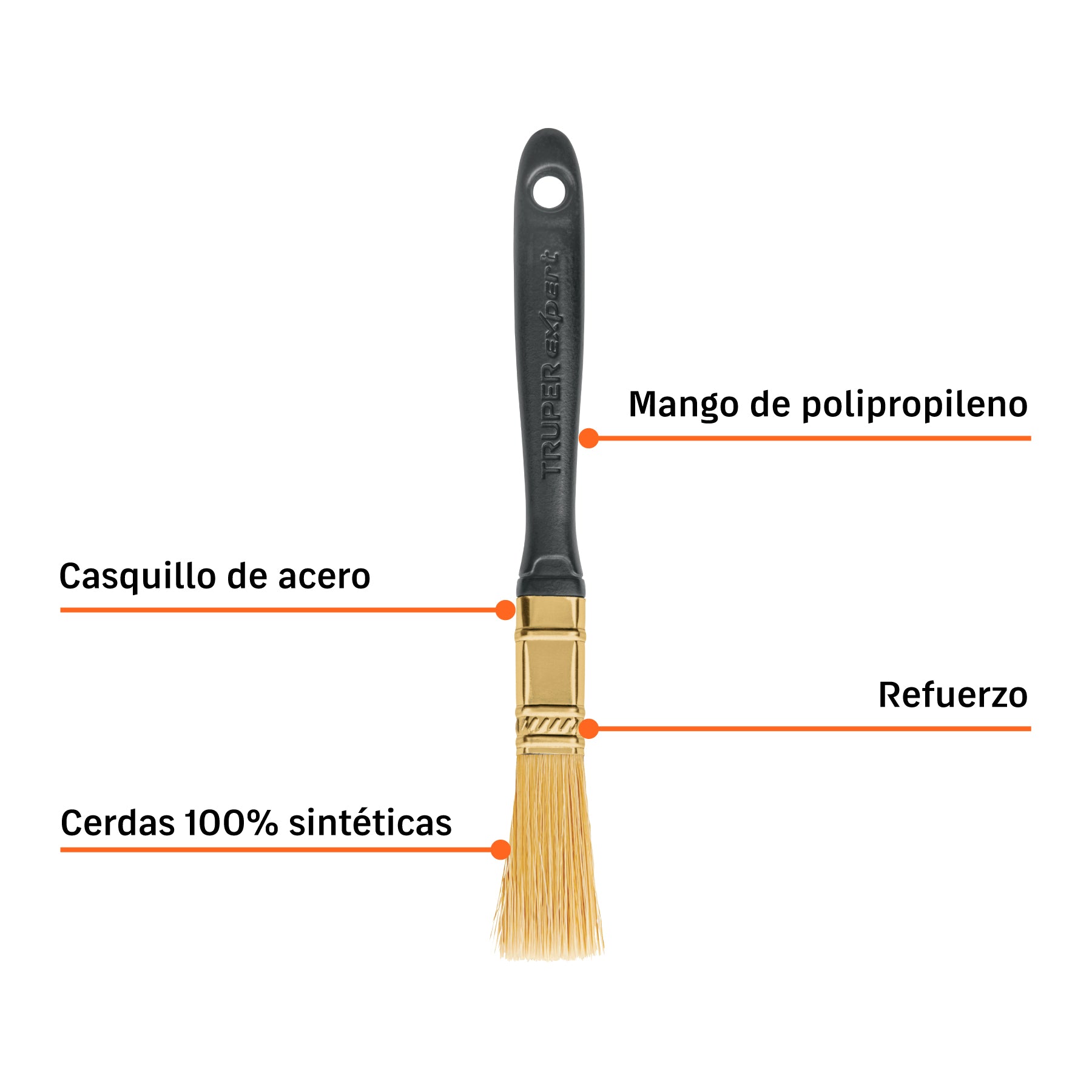 Brocha, mango de plástico, 1/2", Truper Expert