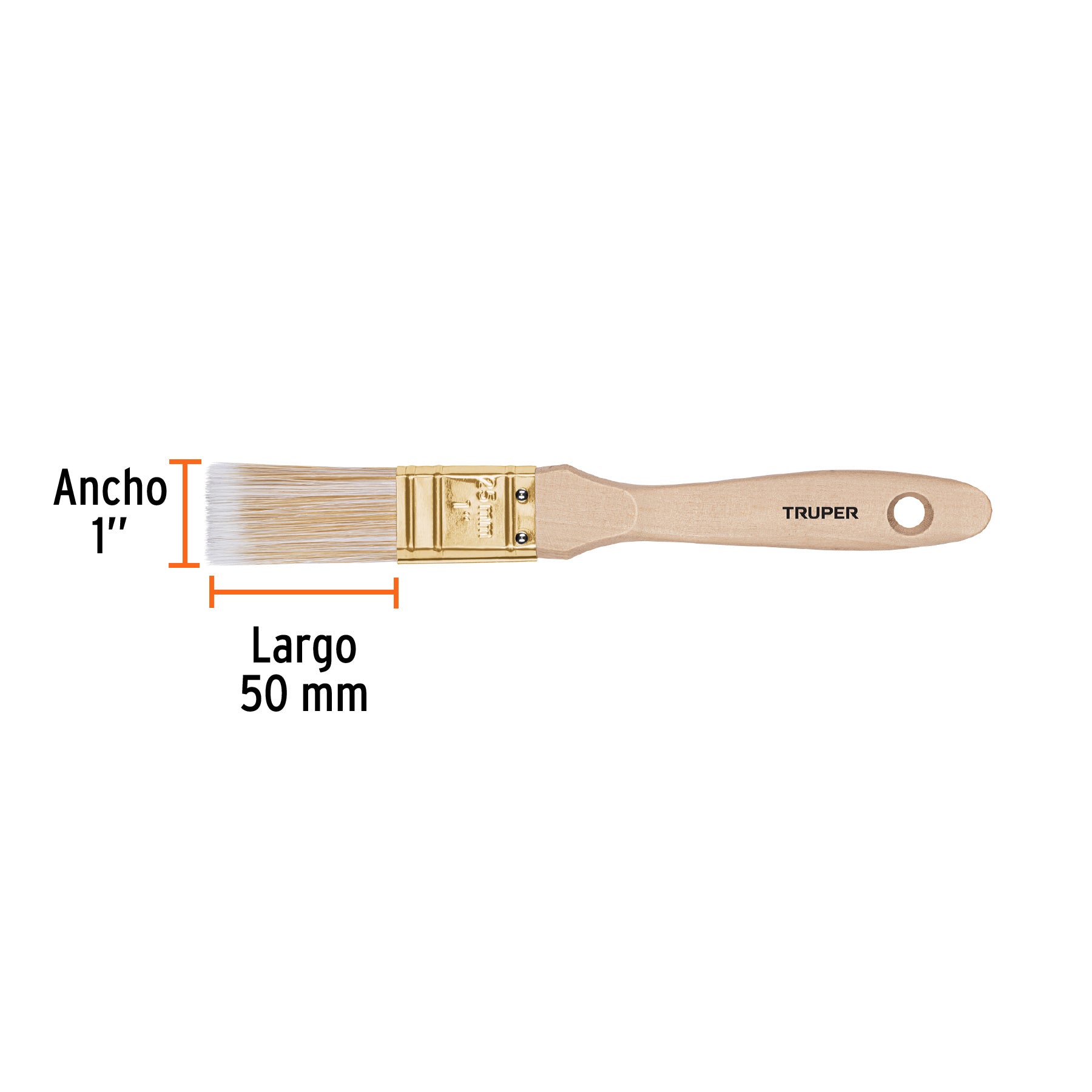 Brocha cerdas sintéticas,mango de madera, corte recto, 1"