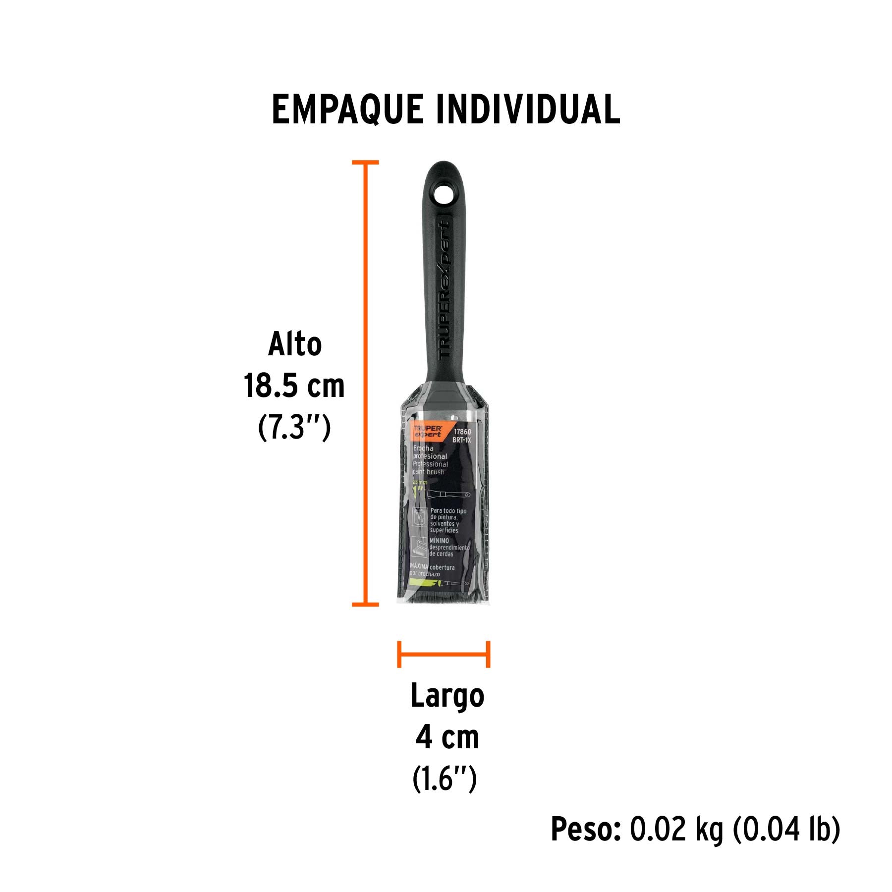 Brocha, mango de plástico, 1", Truper Expert