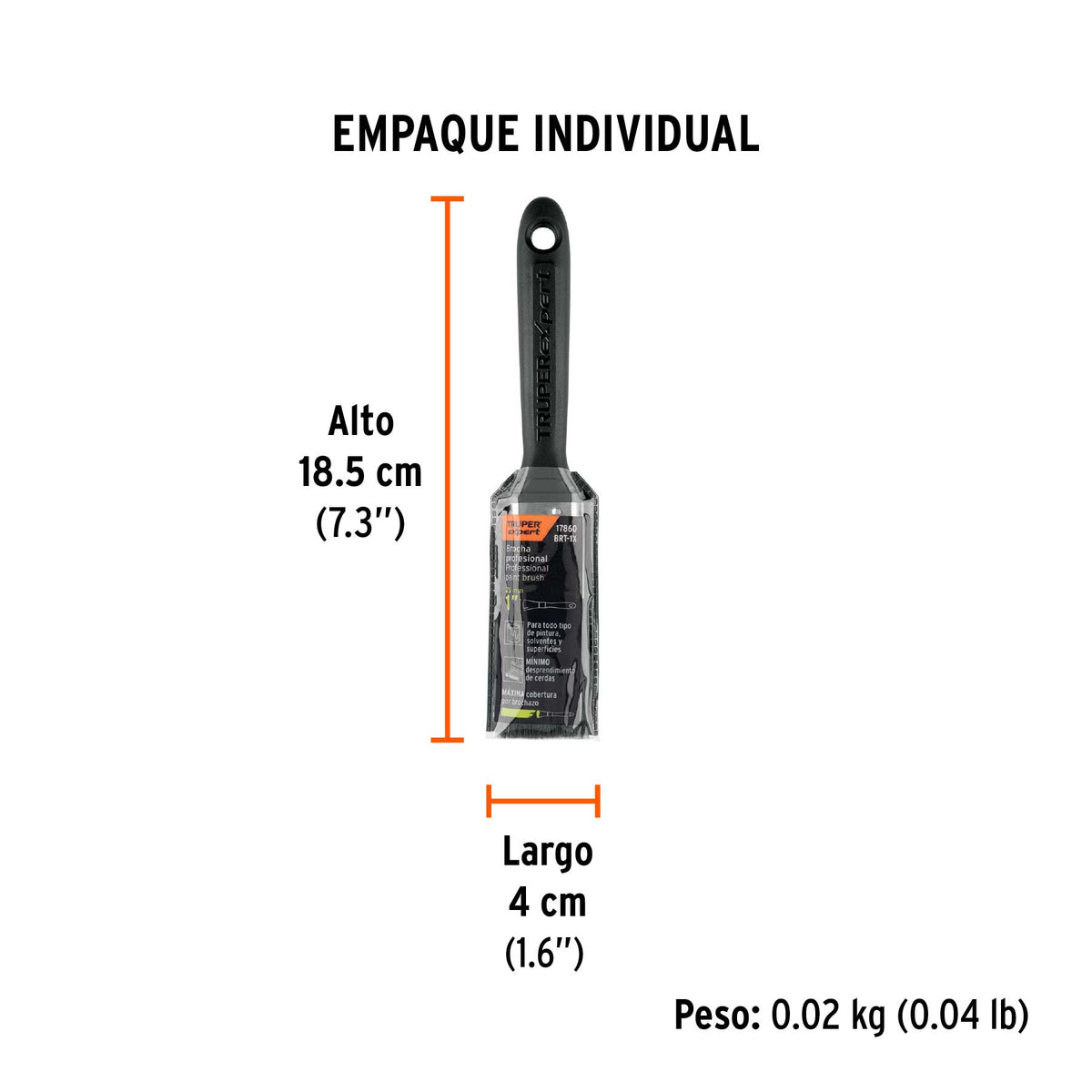 Brocha, mango de plástico, 1", Truper Expert