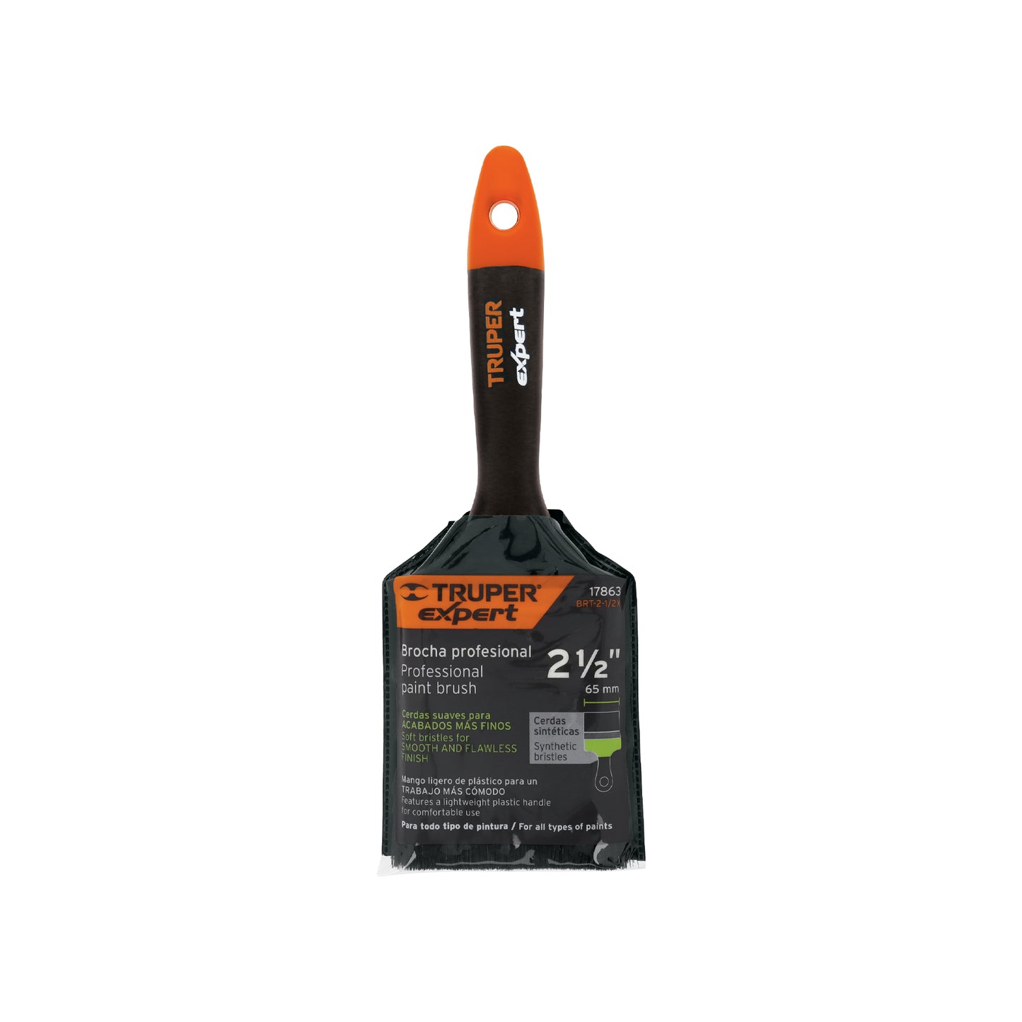 Brocha, mango de plástico, 2-1/2", Truper Expert