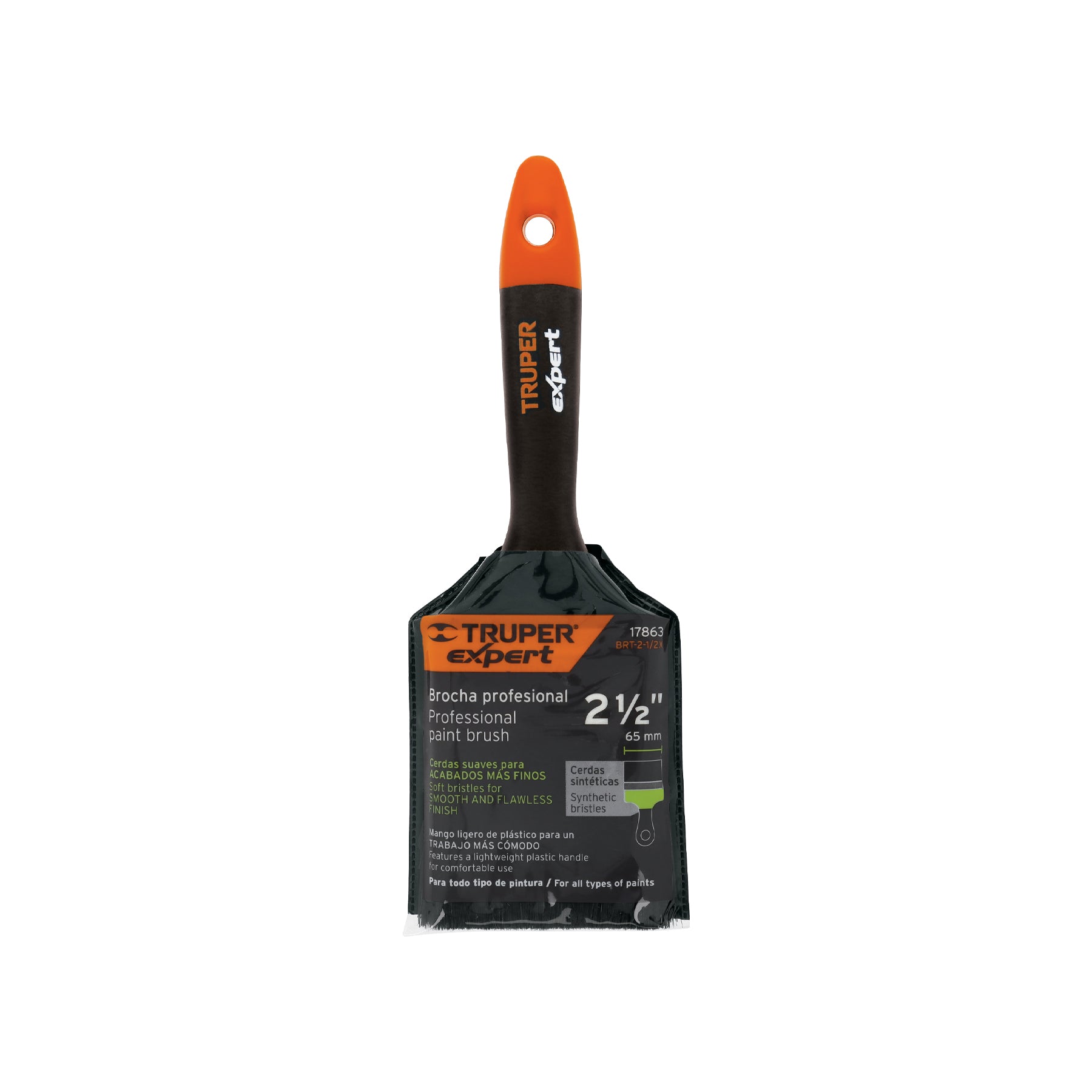 Brocha, mango de plástico, 2-1/2", Truper Expert
