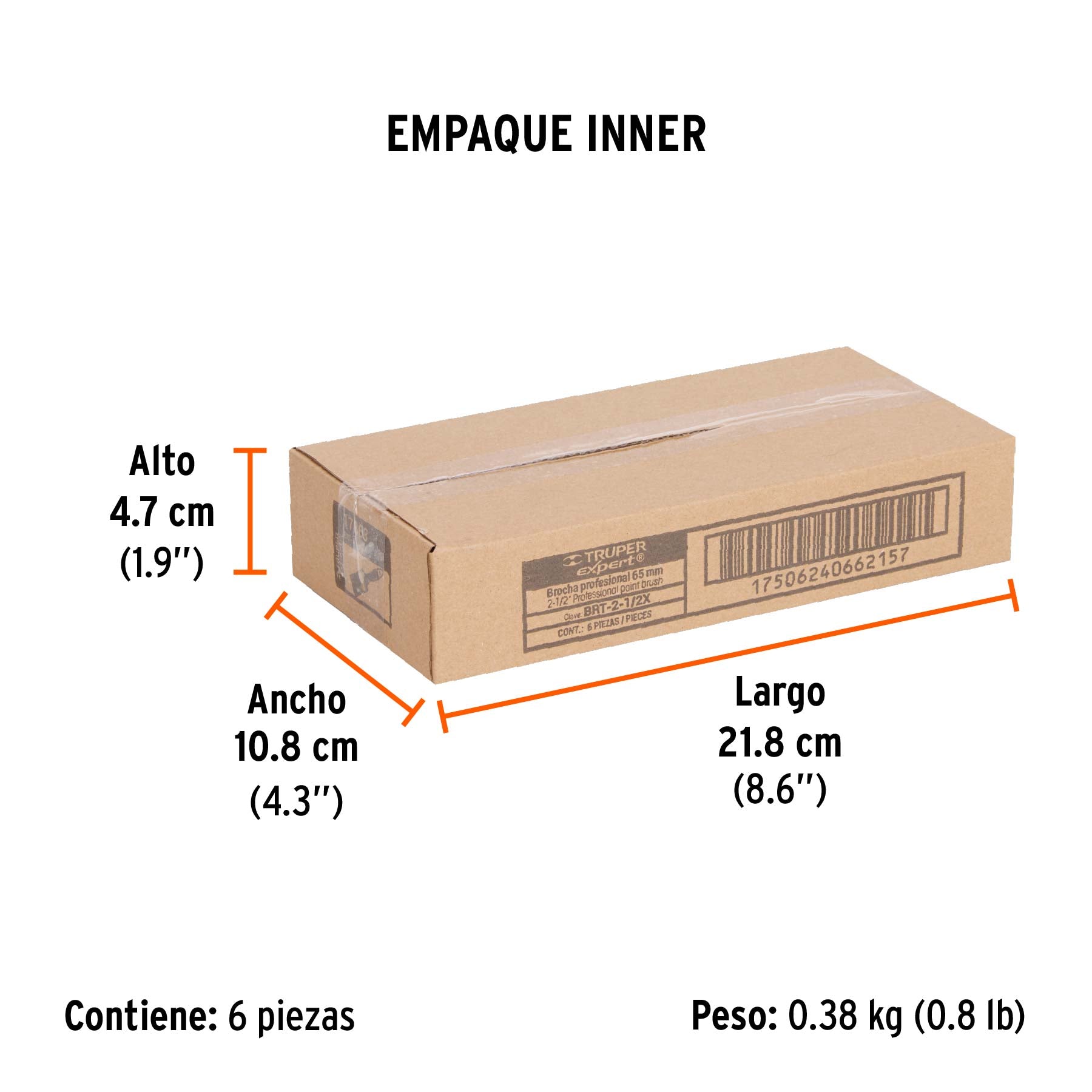 Brocha, mango de plástico, 2-1/2", Truper Expert