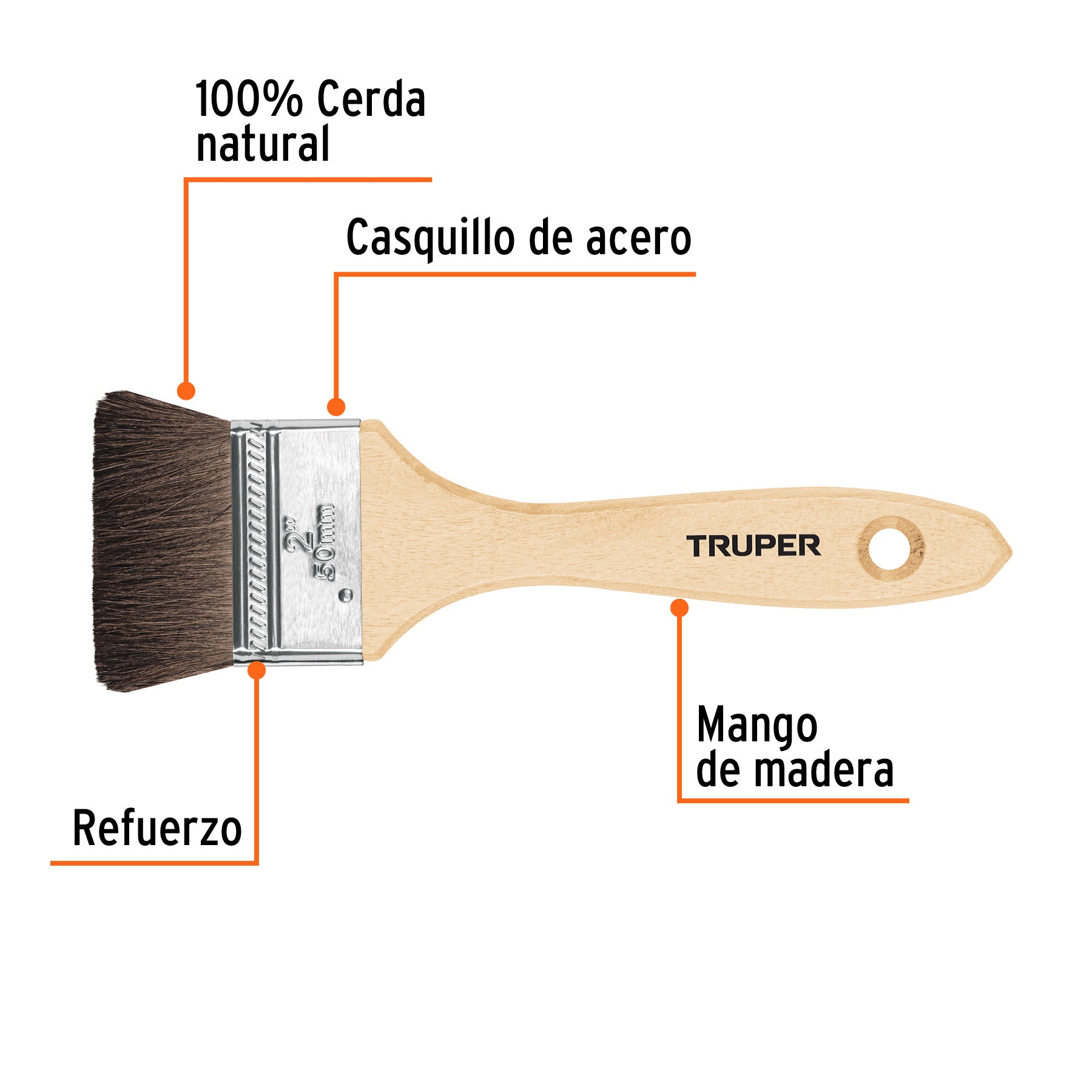 Brocha pelo de camello, mango de madera, 2"