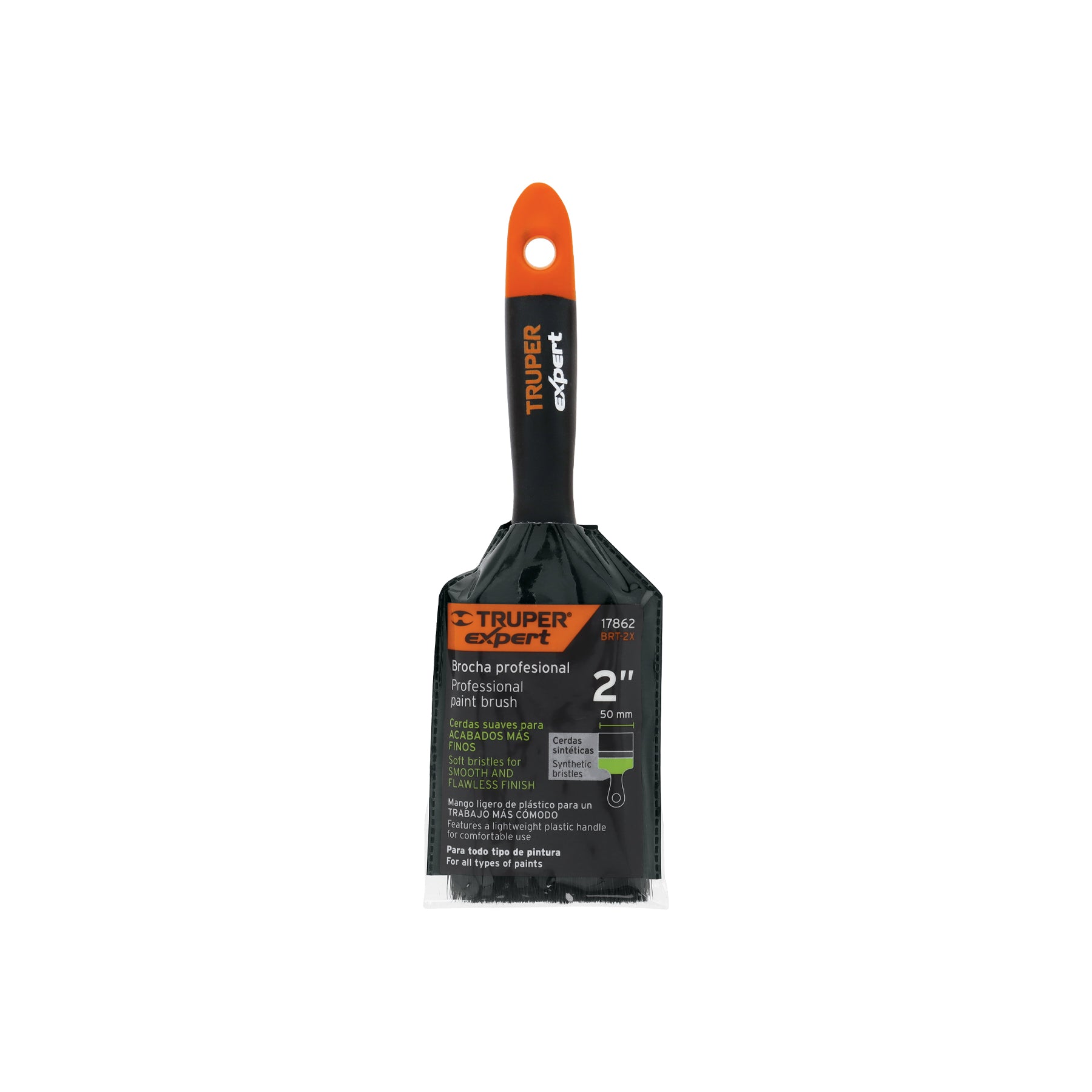 Brocha, mango de plástico, 2", Truper Expert