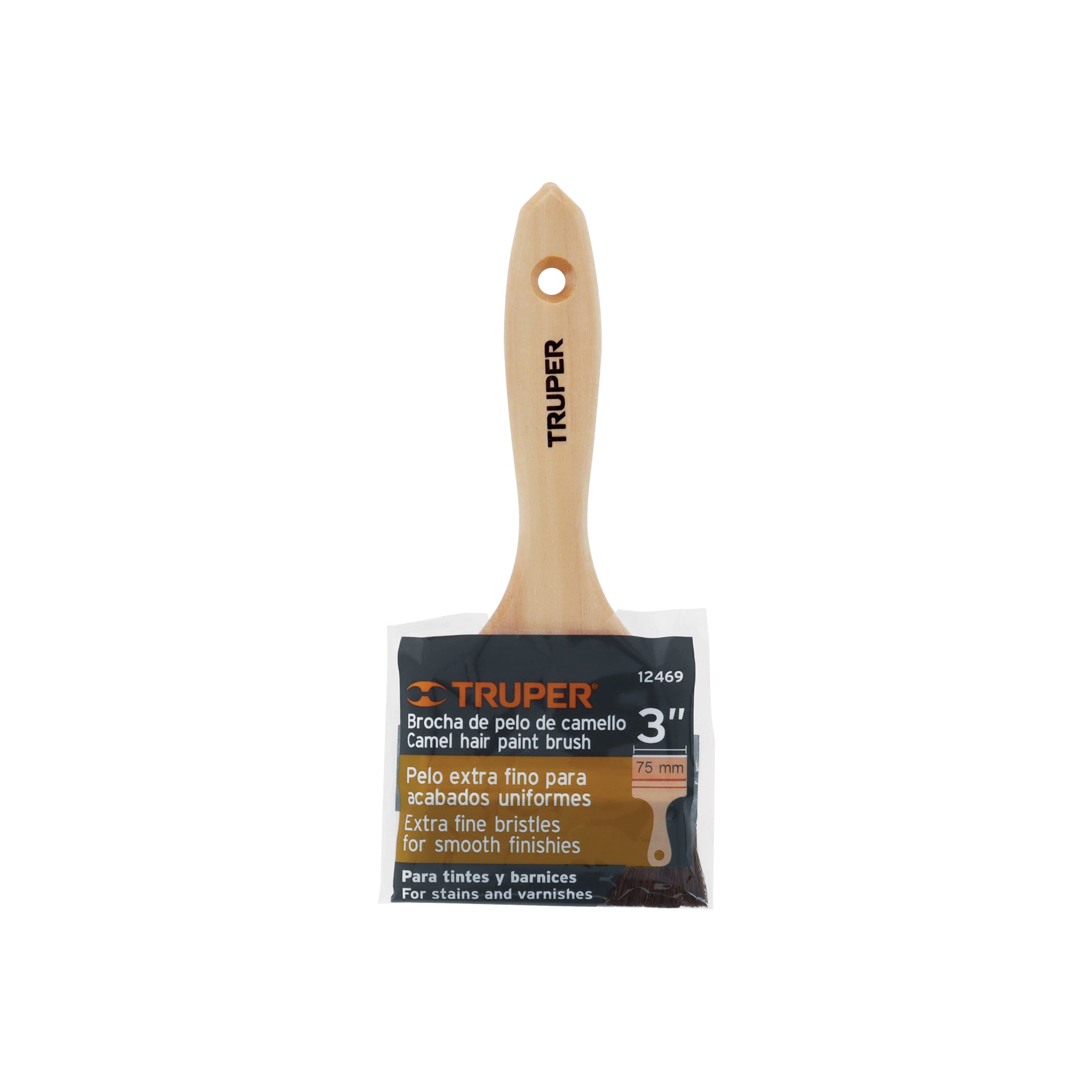 Brocha pelo de camello, mango de madera, 3"