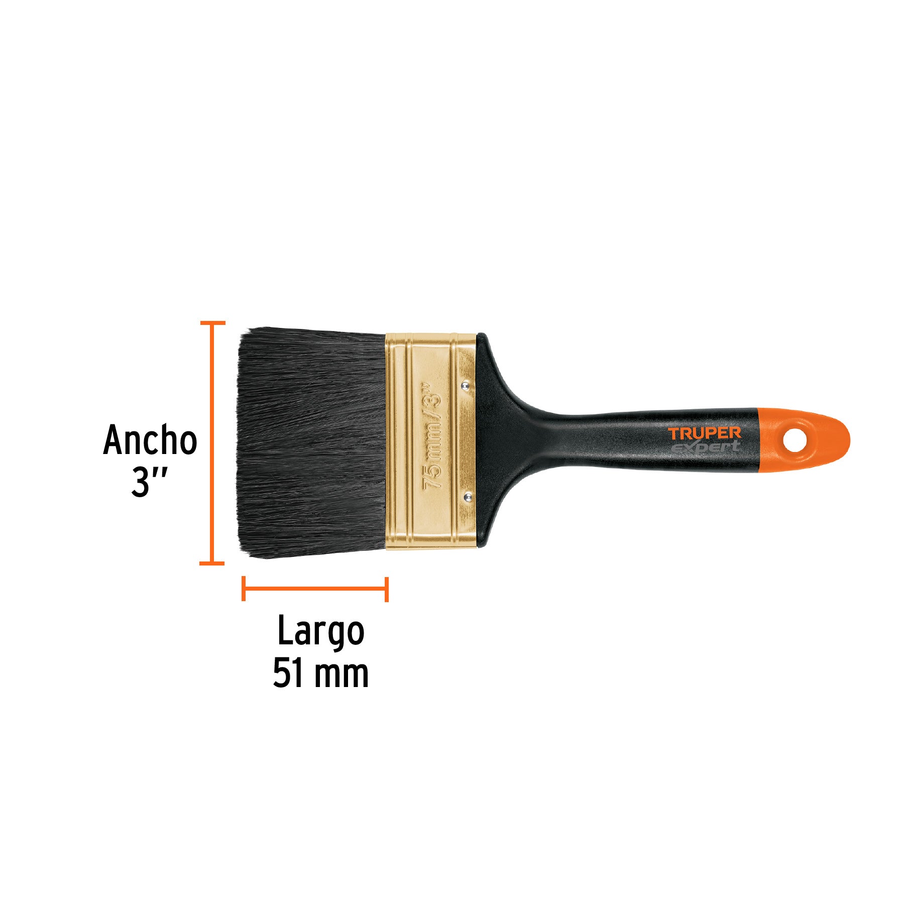 Brocha, mango de plástico, 3", Truper Expert