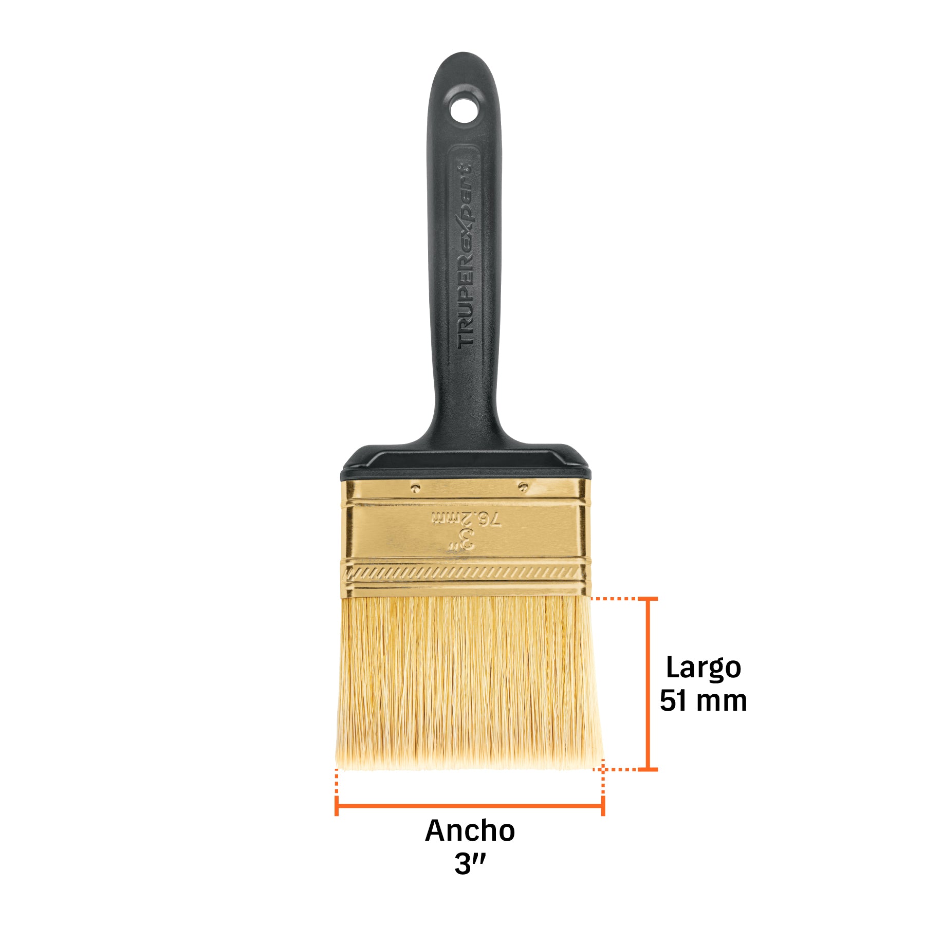 Brocha, mango de plástico, 3", Truper Expert