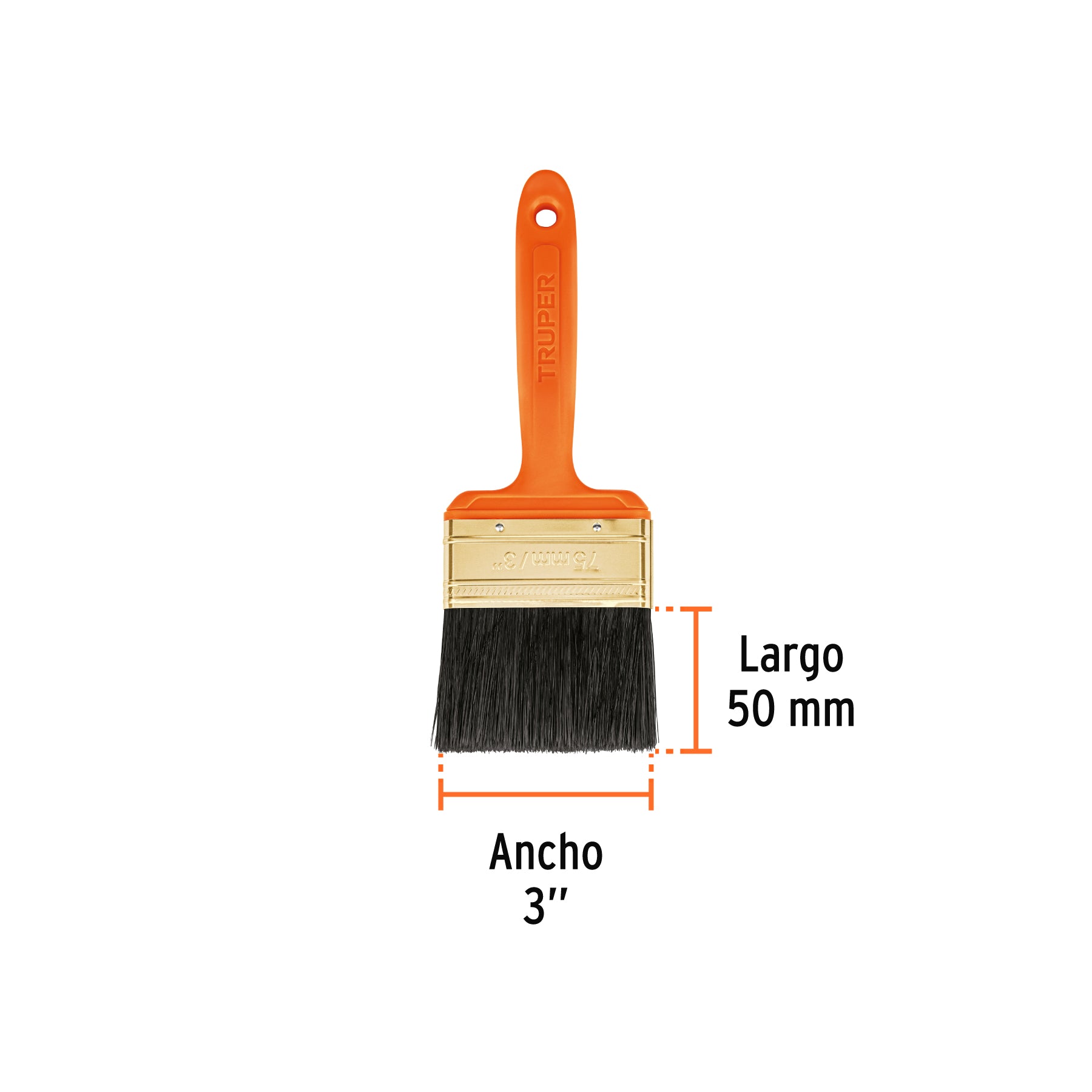 Brocha, mango de plástico, 3"