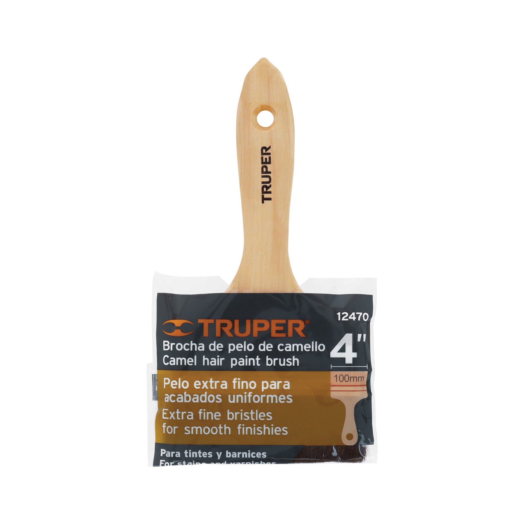 Brocha pelo de camello, mango de madera, 4"