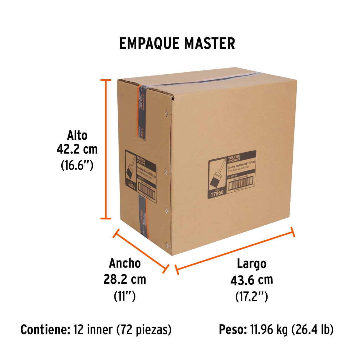 Brocha, mango de plástico, 5", Truper Expert