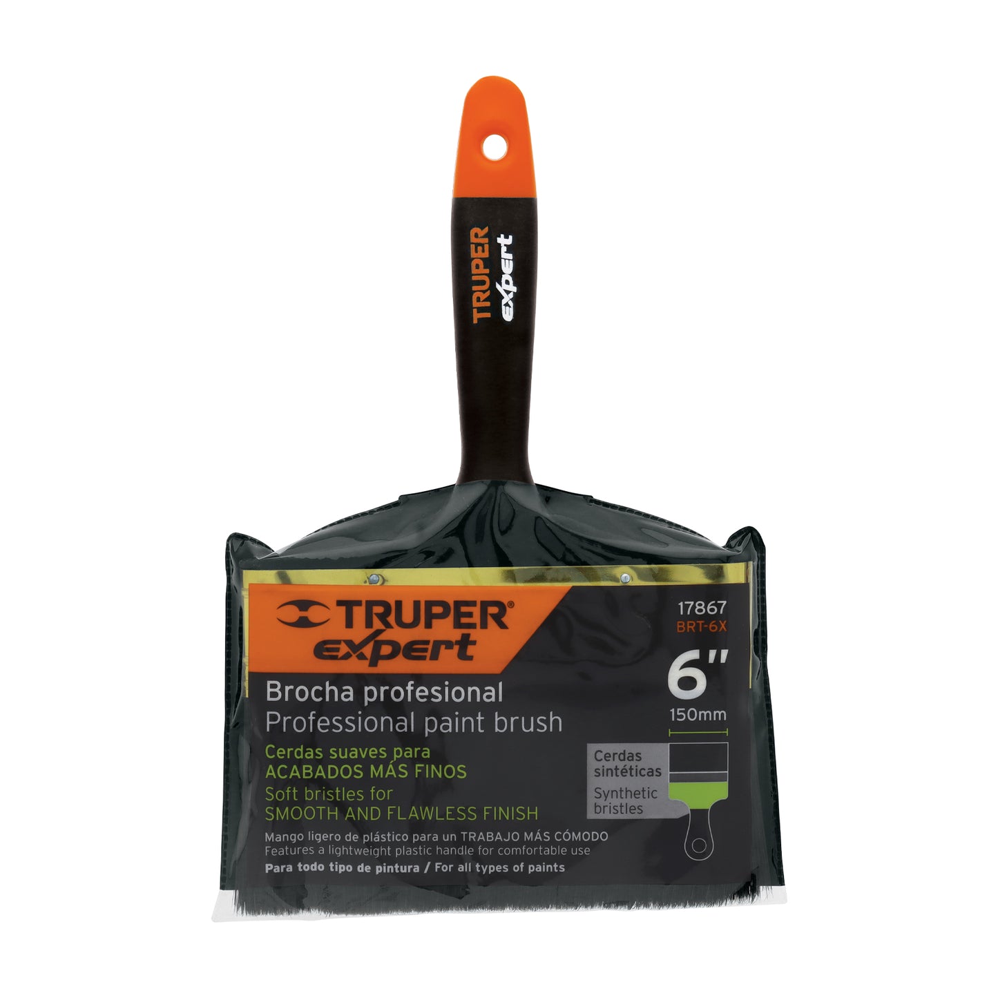 Brocha, mango de plástico, 6", Truper Expert