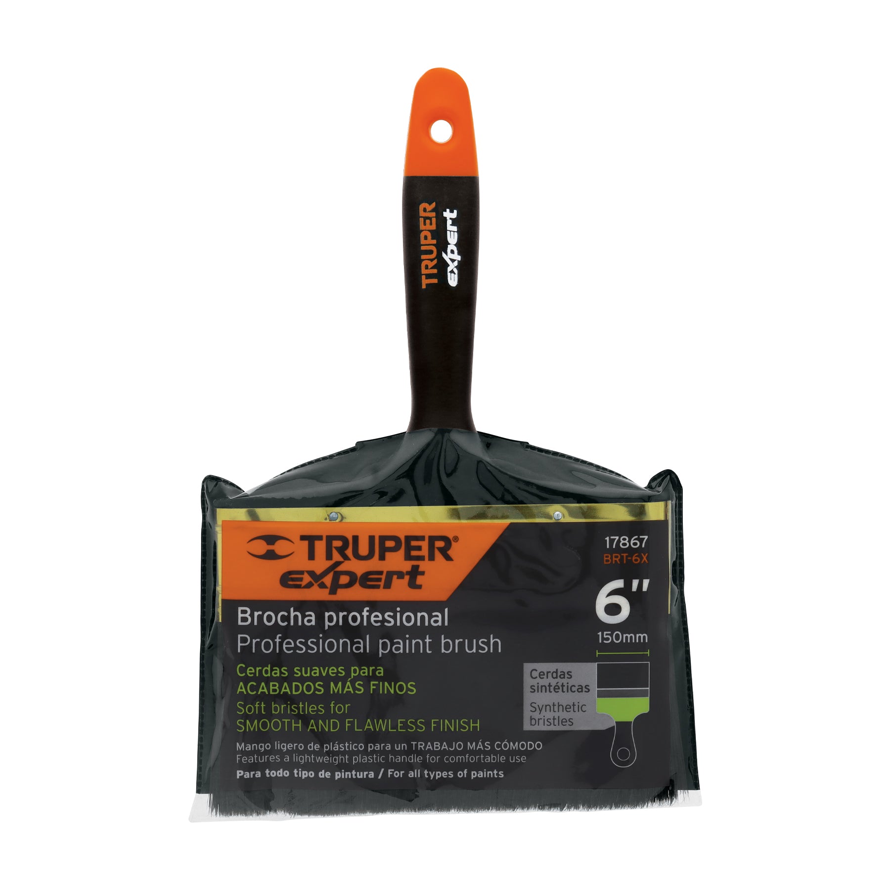 Brocha, mango de plástico, 6", Truper Expert