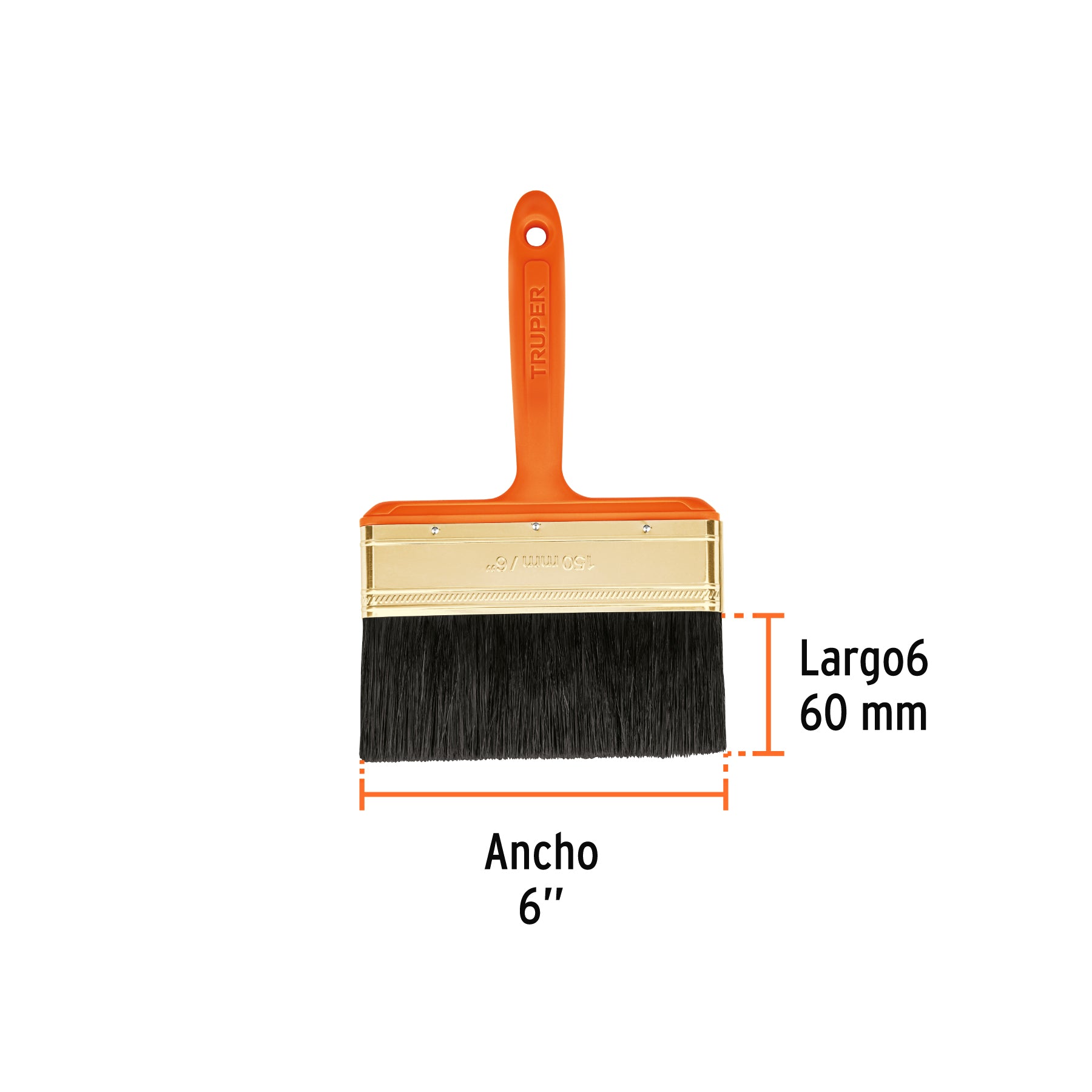 Brocha, mango de plástico, 6"