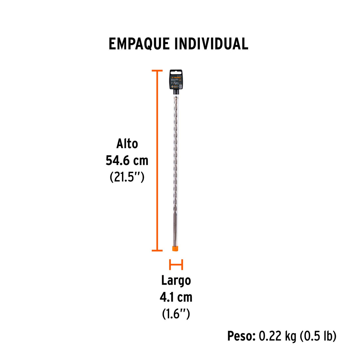 Broca con sistema directo de inserción, 1/2 x 18"